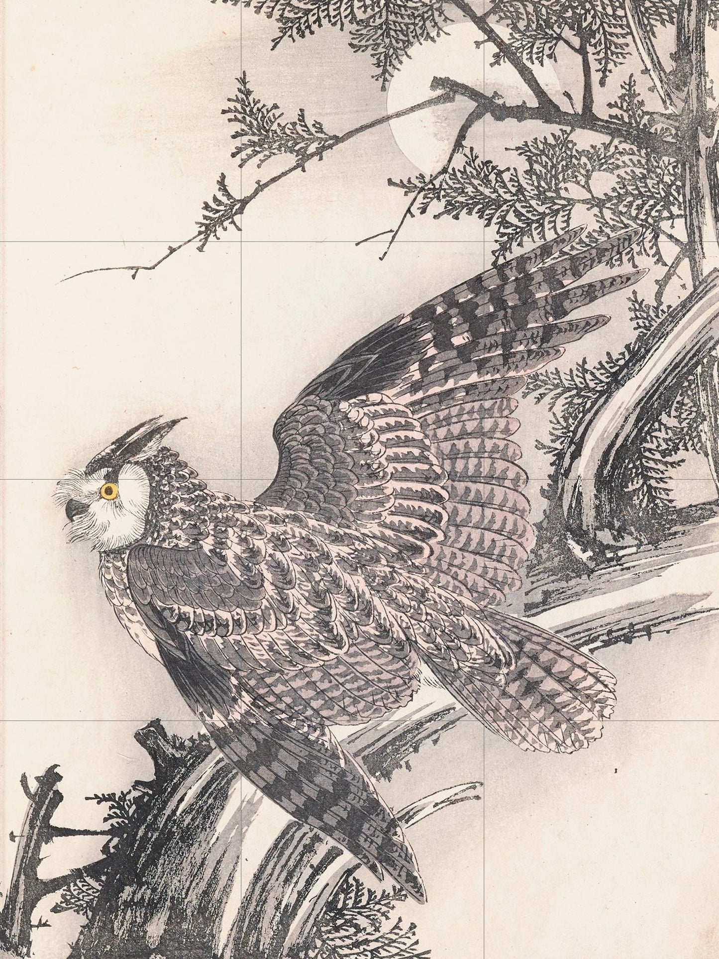 Tile Mural/Mosaic Ceramic Panel of Owl - Imao Keinen - Japanese Art Bird Mural- Owl Bird Print - Bird Mosaic - Vintage Japanese Mural