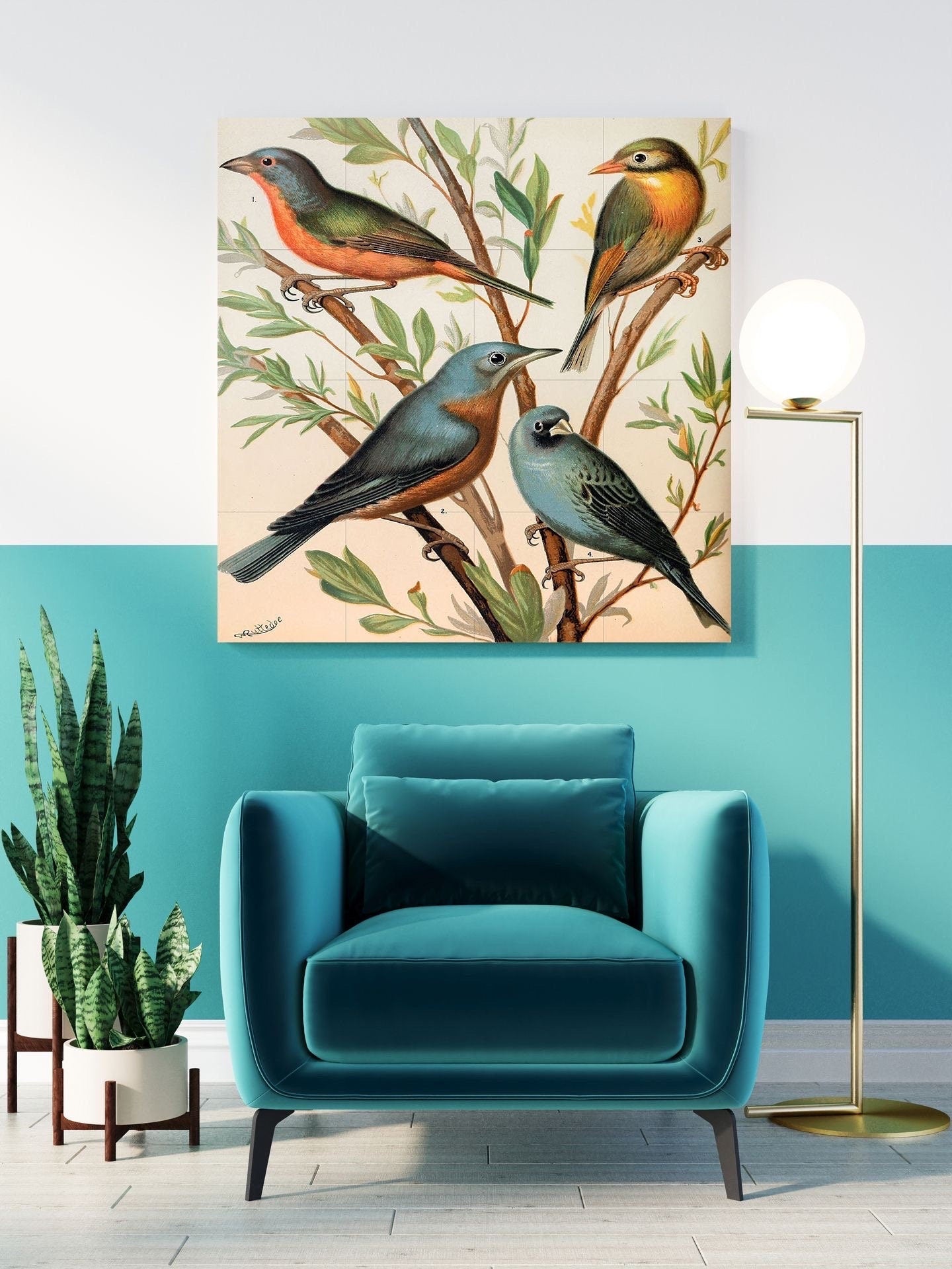 Tile Mural/Mosaic Ceramic Panel of Birds - W A Blakston Prints -Gloss Tiles - Bird Mosaic Art -Bird Painting - Bird Mural - Birds Art Prints