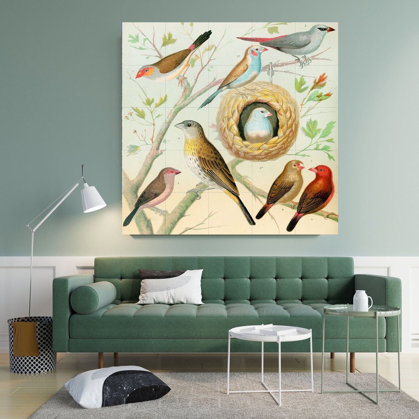 Tile Mural/Mosaic Ceramic Panel of Birds - W A Blakston Prints -Gloss Tiles - Bird Mosaic Art -Bird Painting - Bird Mural - Birds Art Prints