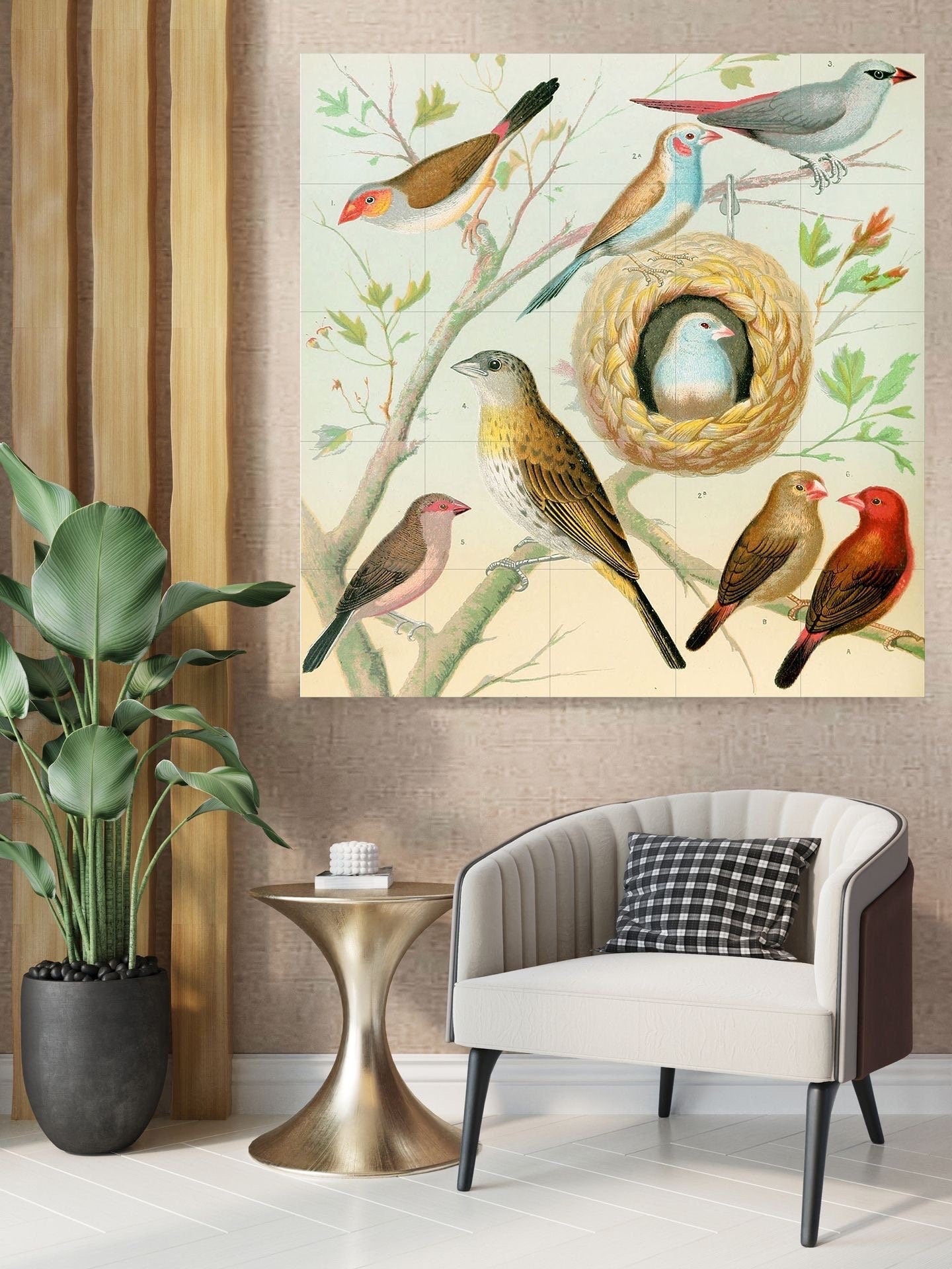 Tile Mural/Mosaic Ceramic Panel of Birds - W A Blakston Prints -Gloss Tiles - Bird Mosaic Art -Bird Painting - Bird Mural - Birds Art Prints
