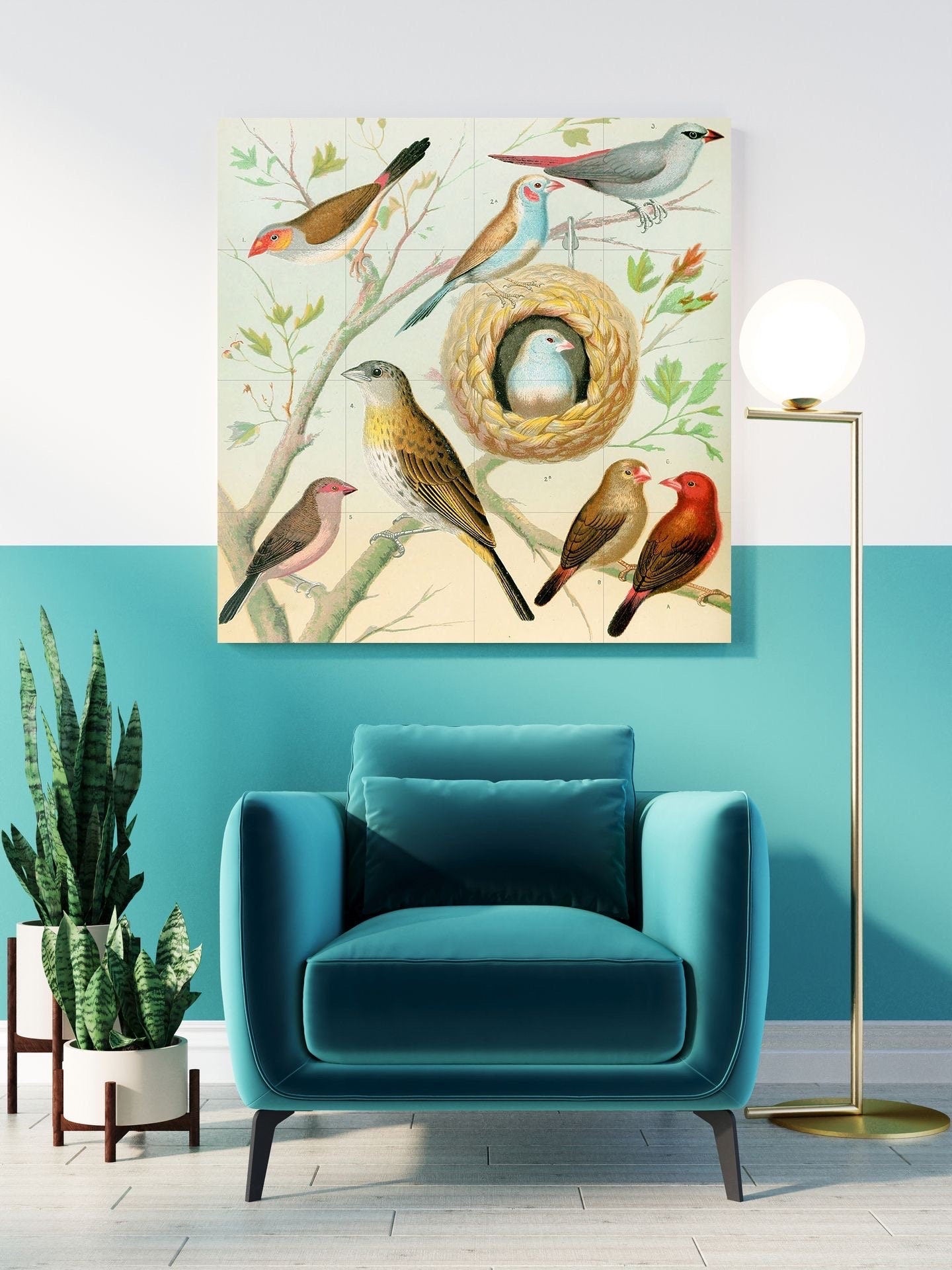 Tile Mural/Mosaic Ceramic Panel of Birds - W A Blakston Prints -Gloss Tiles - Bird Mosaic Art -Bird Painting - Bird Mural - Birds Art Prints