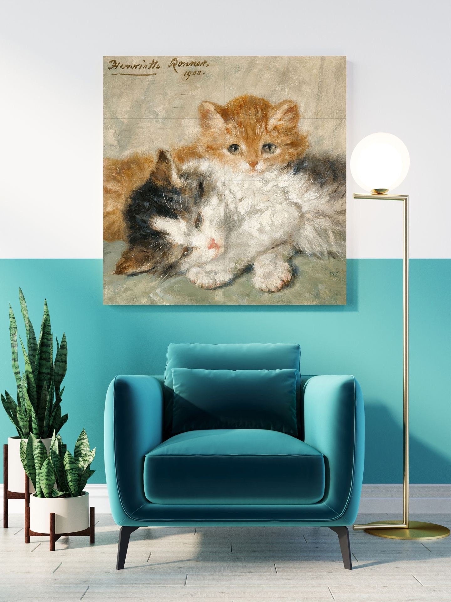 Tile Mural/Mosaic Ceramic Panel of Cat Wall Art - Gloss Tiles - Cat Mosaic Art - Cat Painting - Cat Mural - Kitty Prints - Cat Artwork Print