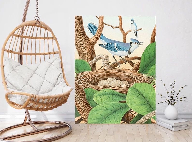 Tile Mural/Mosaic Ceramic Panel of Blue Jay Bird - Edwin L Sheppard - Bird Mural - Blue Jay Print - Vintage Bird Wall Art - Blue Jay Decor