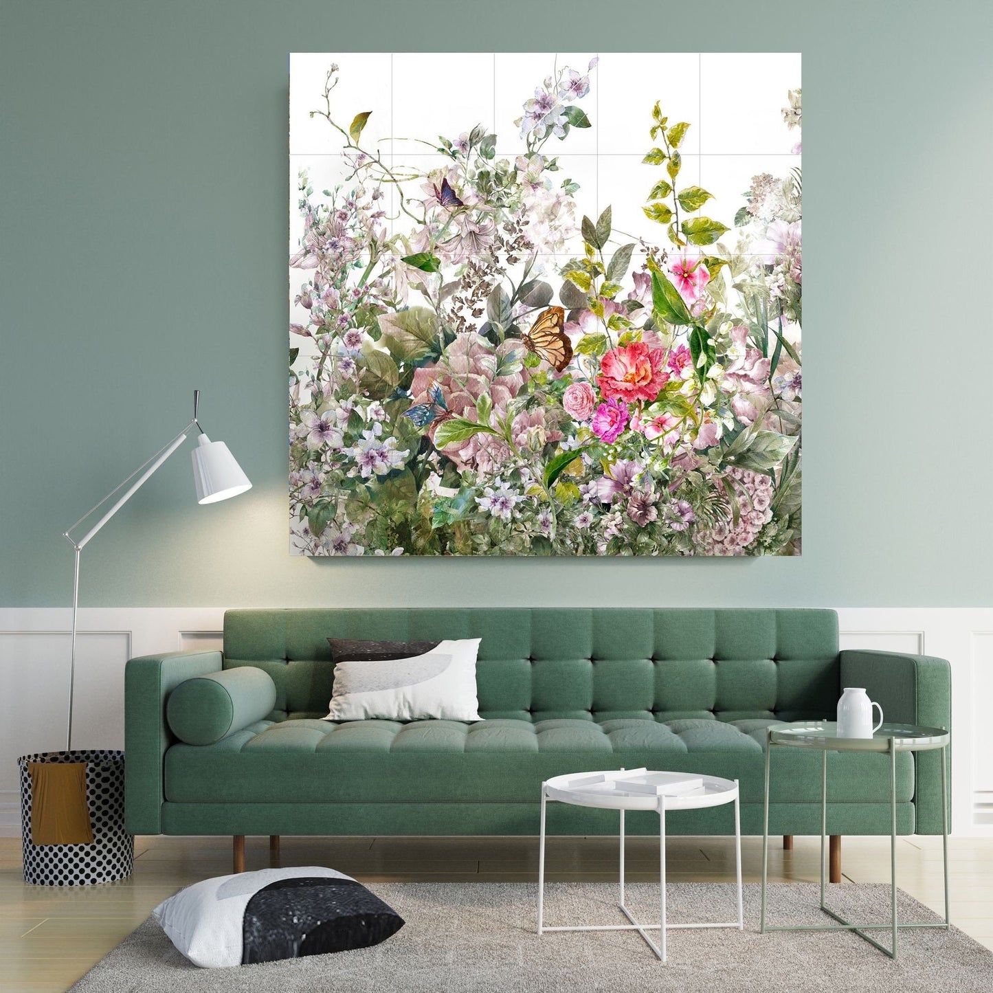 Tile Mural/Mosaic Ceramic of Watercolour Flowers Painting - Flower Mural - Garden Wall Art - Gloss Tiles - Tile Mosaic - Garden Art Print