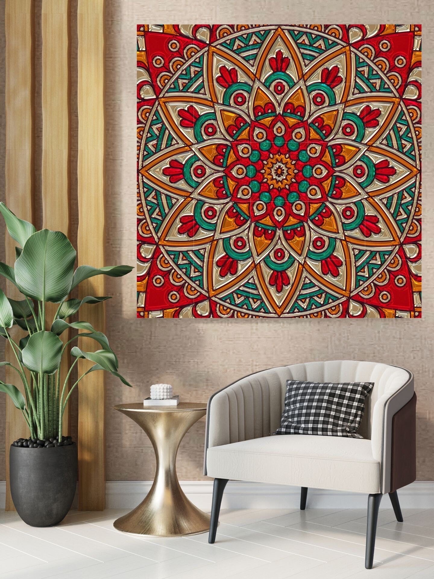 Tile Mural/Mosaic Ceramic Panel of Mandala Pattern - Mandala Wall Art - Mandala Print - Mandala Home Decor - Mandala Print - Mandala Art