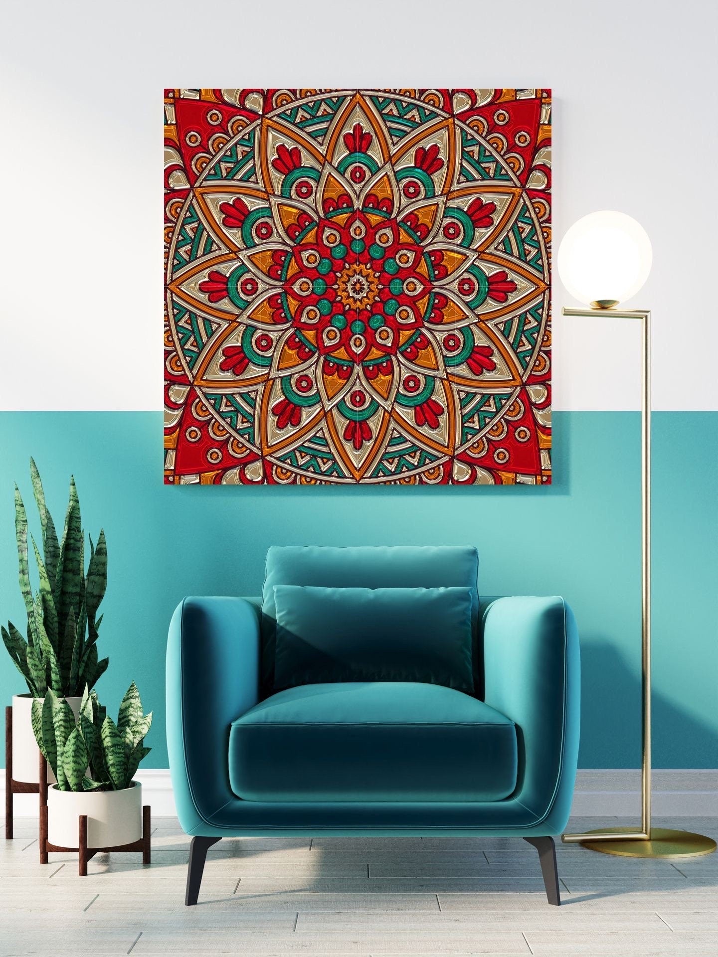 Tile Mural/Mosaic Ceramic Panel of Mandala Pattern - Mandala Wall Art - Mandala Print - Mandala Home Decor - Mandala Print - Mandala Art
