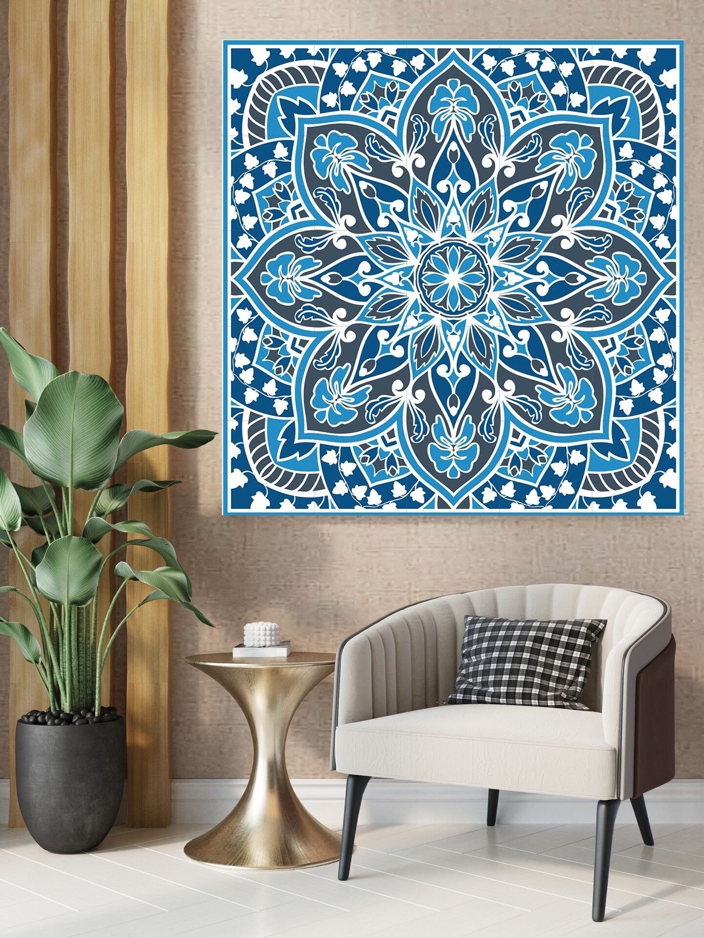 Tile Mural/Mosaic Ceramic Panel of Arabic Pattern -Arabic art decor -Moroccan Wall Art - Tile Mural -Home Decor -Tile Mosaic- Moroccan decor