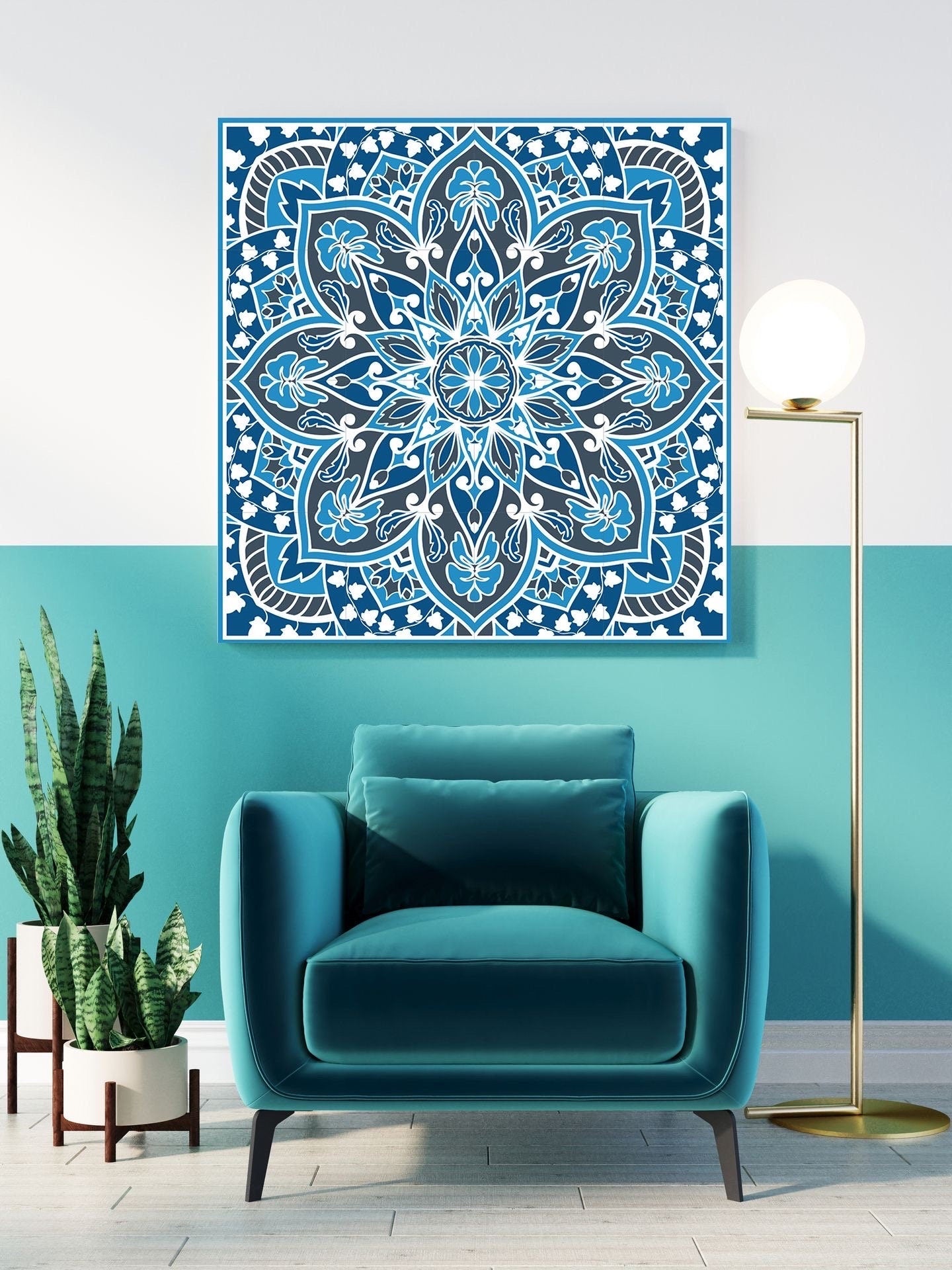 Tile Mural/Mosaic Ceramic Panel of Arabic Pattern -Arabic art decor -Moroccan Wall Art - Tile Mural -Home Decor -Tile Mosaic- Moroccan decor