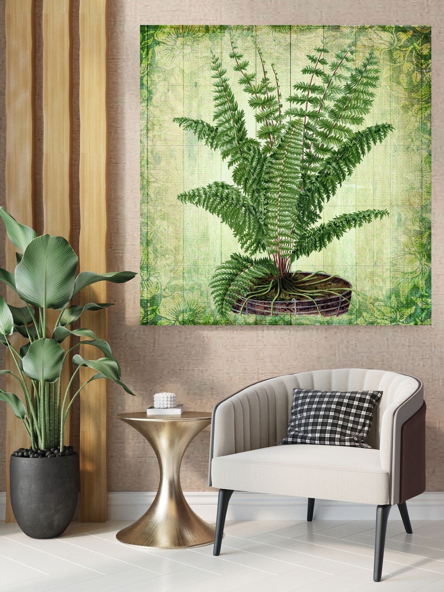 Tile Mural/Mosaic Ceramic of Fern - Nature Print - Botanical Wall Art - Plant Print - Fern Mural - Gloss Tiles - Botanical Print - Plant Art