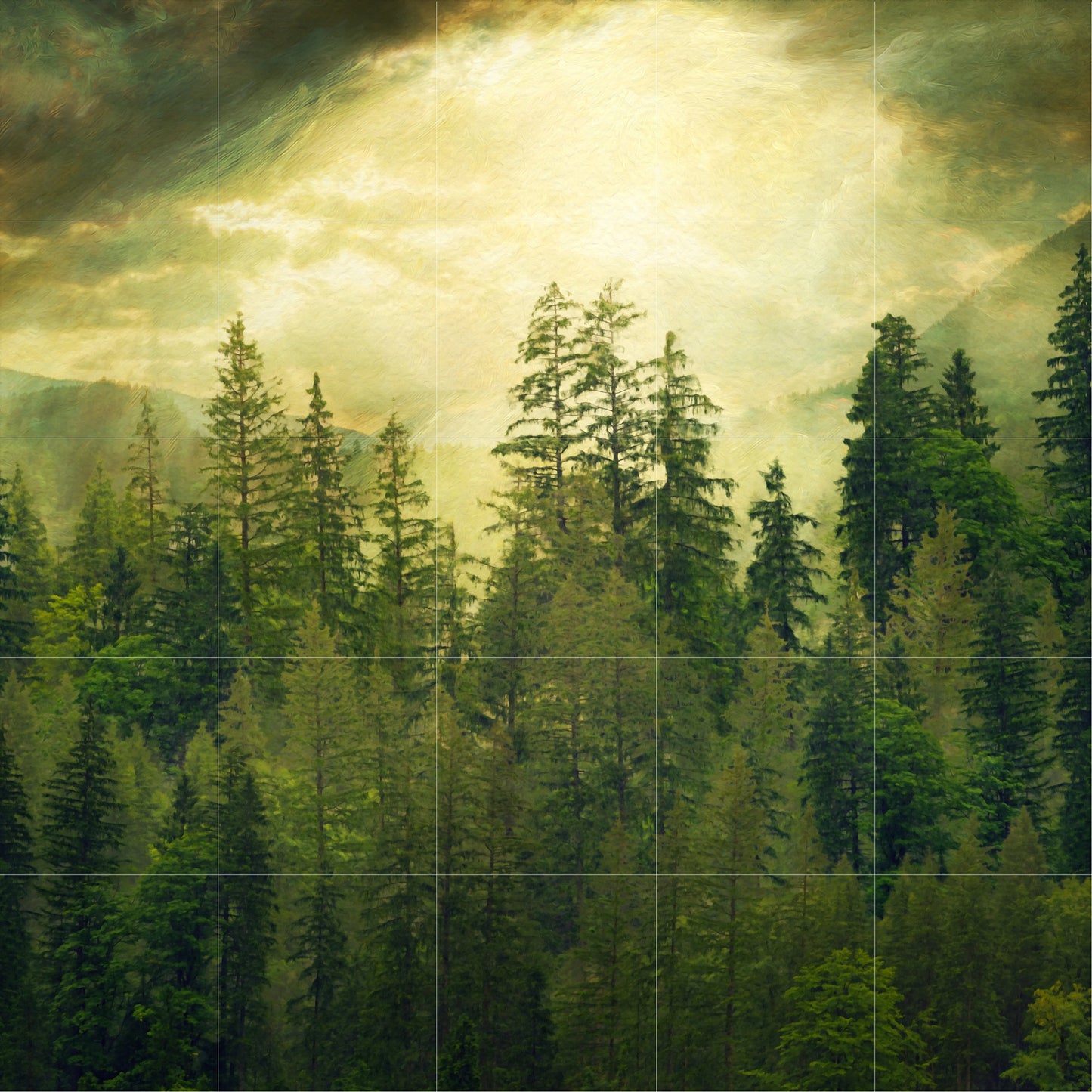 Tile Mural/Mosaic Ceramic Panel of a Misty Forest - Foggy Forest - Forest Wall Art - Forest Print - Forest Landscape - Misty Forest Art