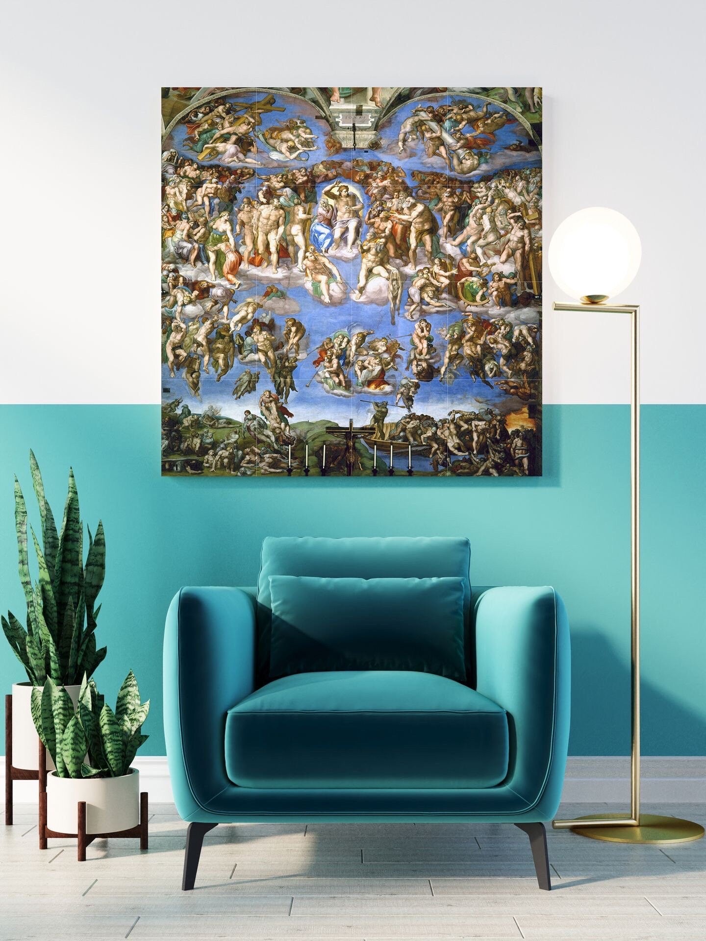 Tile Mural/Mosaic Ceramic Panel of Michaelangelo Buonarroti -The Last Judgment - Michaelangelo Painting Print - Michaelangelo Wall Art Print