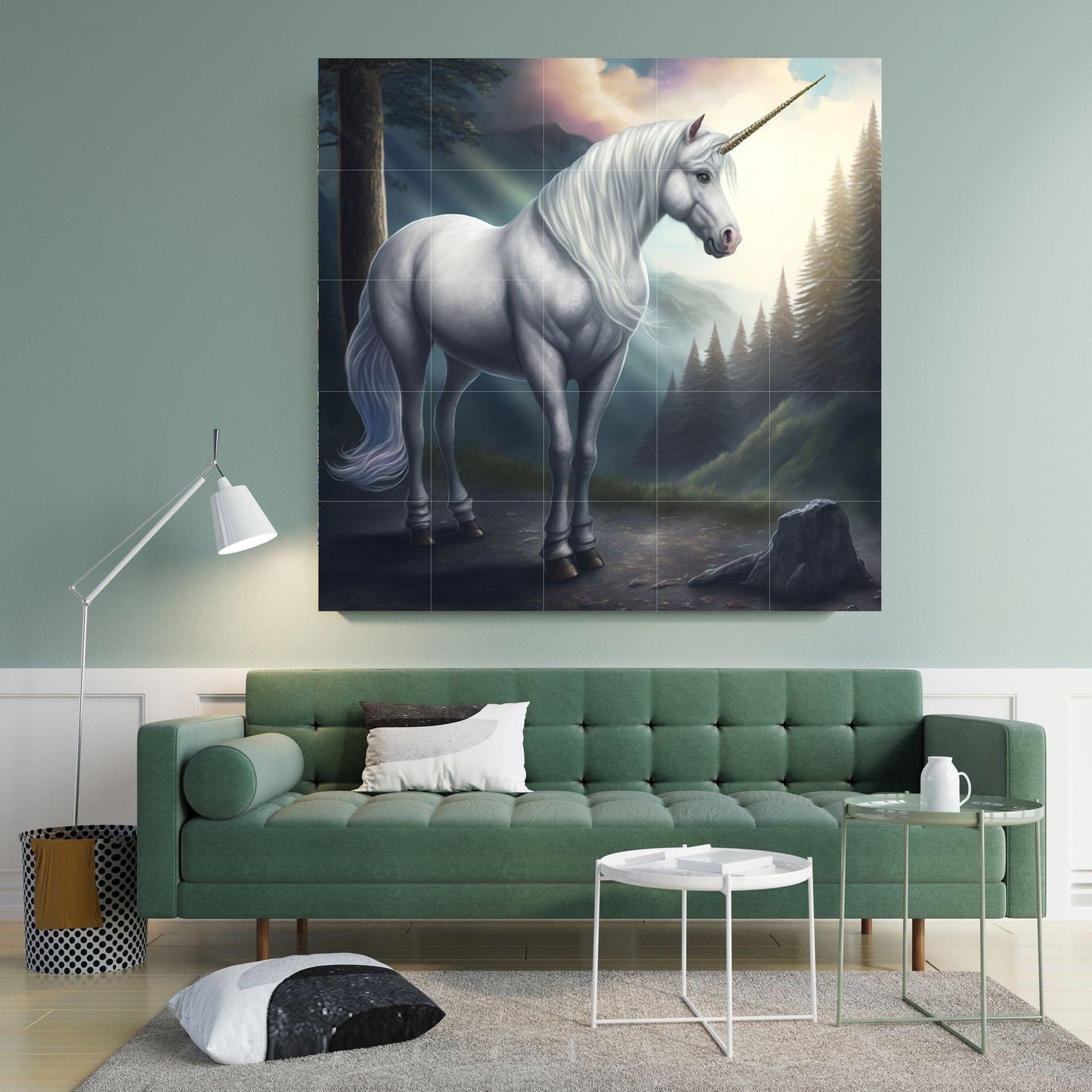 Tile Mural/Mosaic Ceramic Panel of Unicorn - Mural - Unicorn Wall Art - Unicorn Print - Gloss Tiles - Horse Mosaic - Horse Art Print