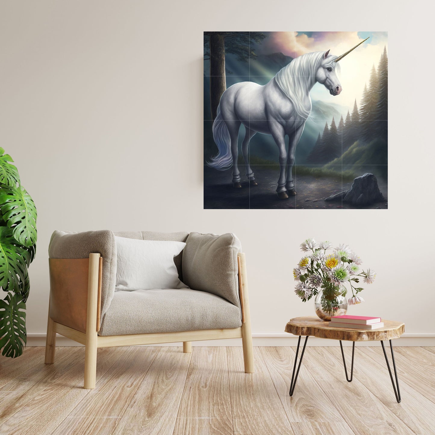 Tile Mural/Mosaic Ceramic Panel of Unicorn - Mural - Unicorn Wall Art - Unicorn Print - Gloss Tiles - Horse Mosaic - Horse Art Print