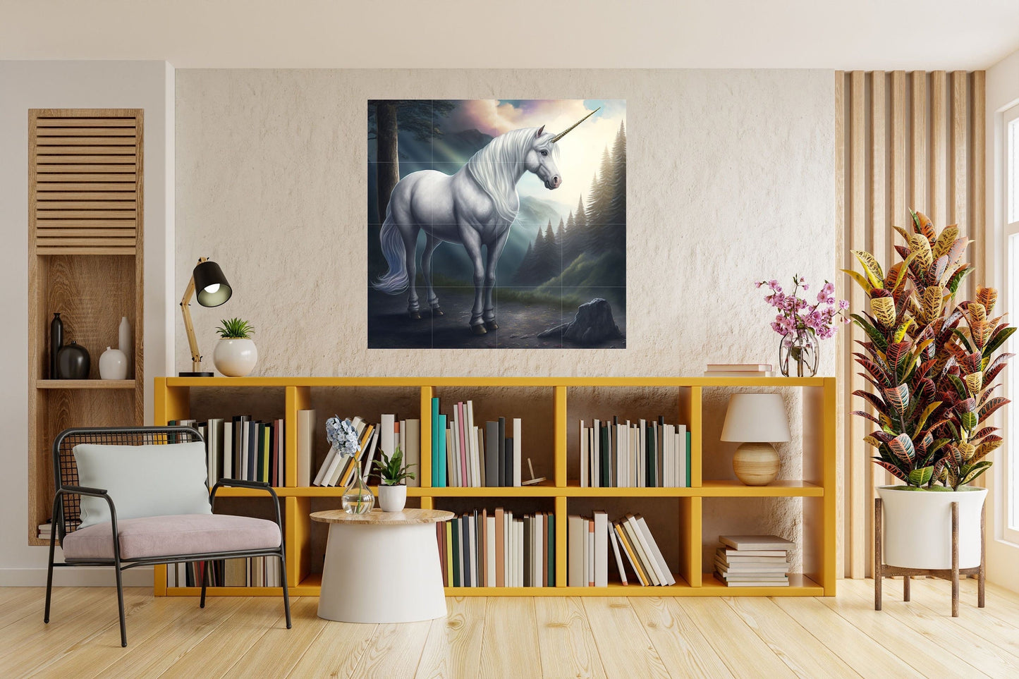 Tile Mural/Mosaic Ceramic Panel of Unicorn - Mural - Unicorn Wall Art - Unicorn Print - Gloss Tiles - Horse Mosaic - Horse Art Print