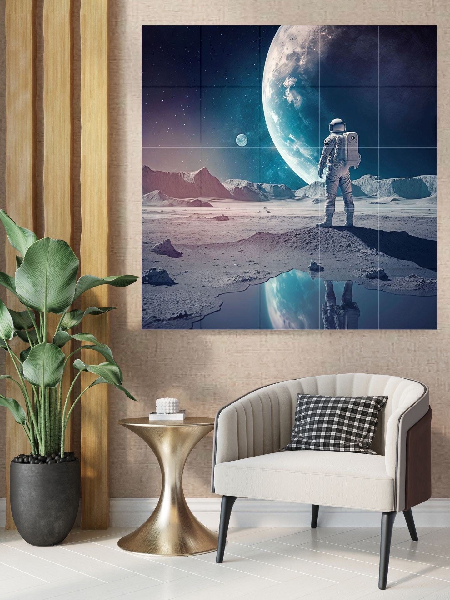 Tile Mural/Mosaic Ceramic Panel of Space Art Print - Astronaut Art Print - Space Wall Art - Space Prints - Space Mural - Gloss Tiles