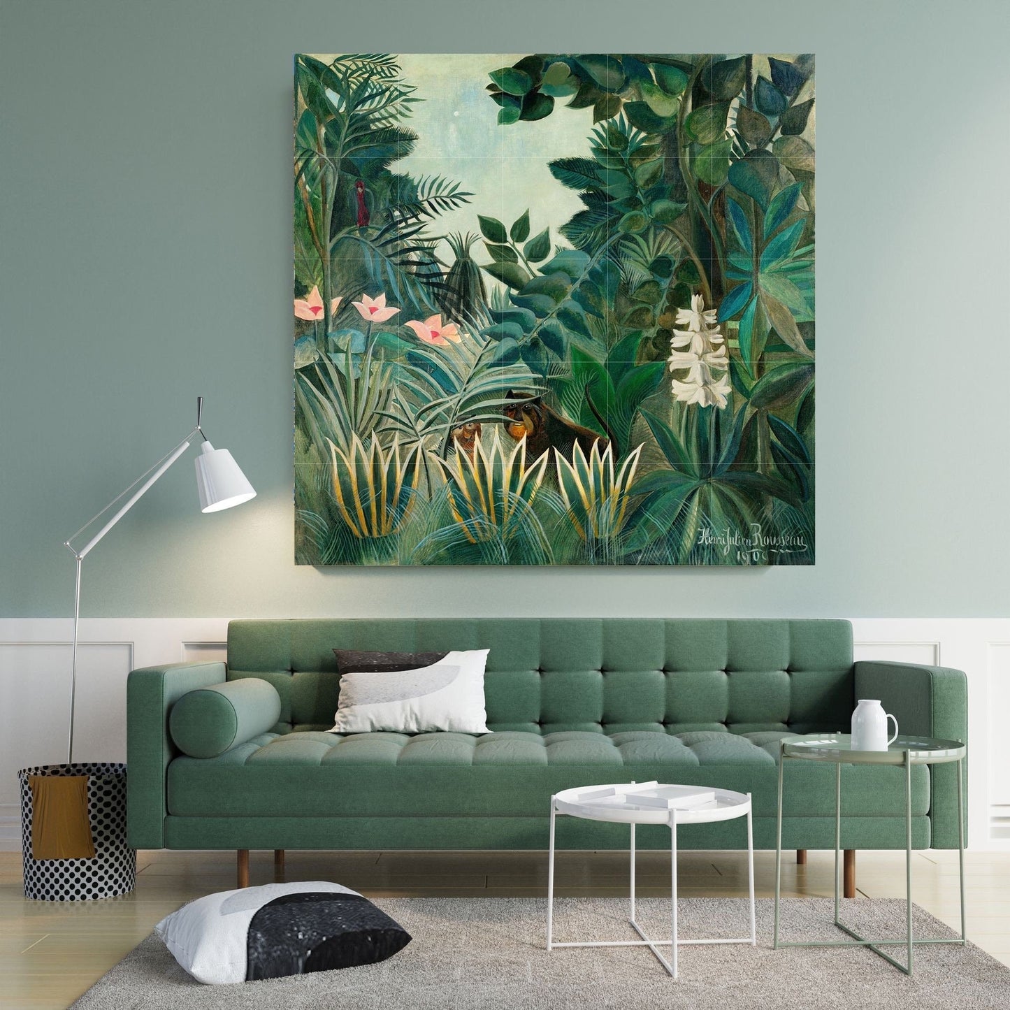Tile Mural/Mosaic Ceramic Panel of Equatorial Jungle-Henri Rousseau Print -Rousseau Wall Art -Tropical Mural -Gloss Tiles -Tropical Wall Art