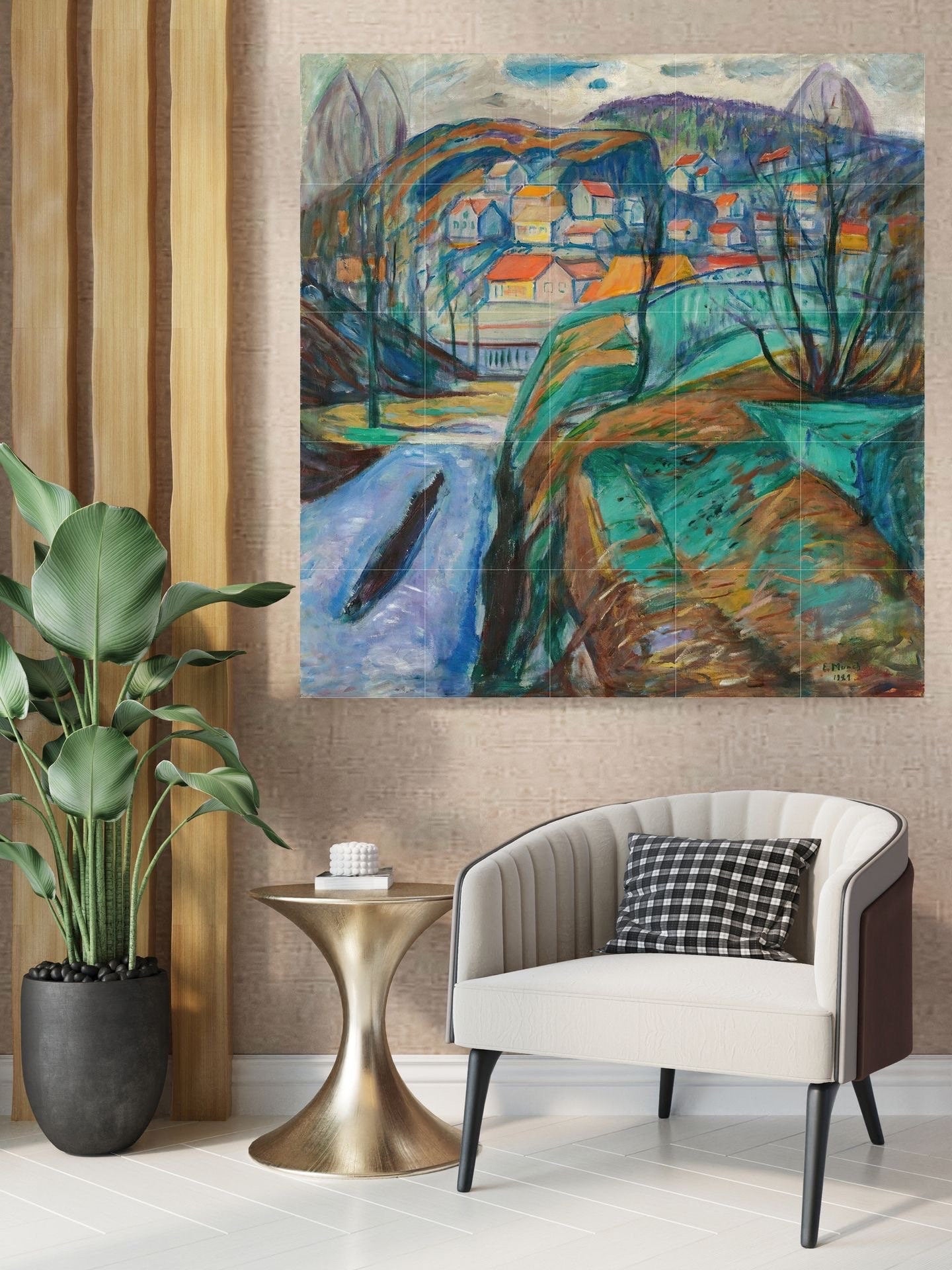 Tile Mural/Mosaic Ceramic Panel of Edvard Munch Painting Print - Munch Wall Print - Munch Art - Tile Mural - Tile Mosaic - Gloss Tiles