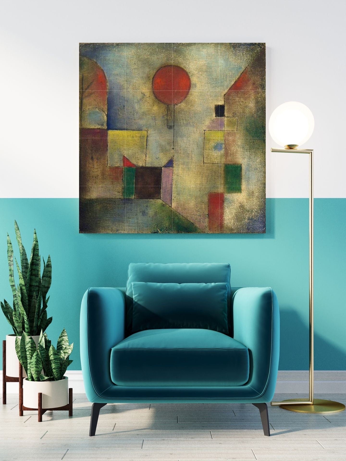 Tile Mural/Mosaic Ceramic Panel of Red Baloon - Paul Klee Print - Paul Klee Wall Art - Paul Klee Wall Decal - Klee Print - Gloss Tiles