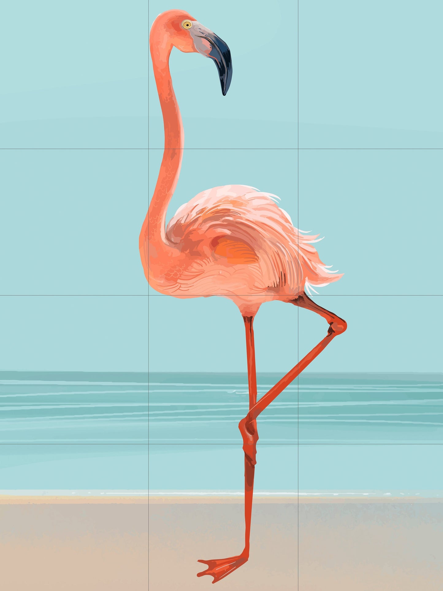 Tile Mural/Mosaic Ceramic Panel of Pink Flamingo- Tropical Bird Mural - Bird Print - Bird Art - Flamingo Print - Bird Wall Art - Bird Mosaic