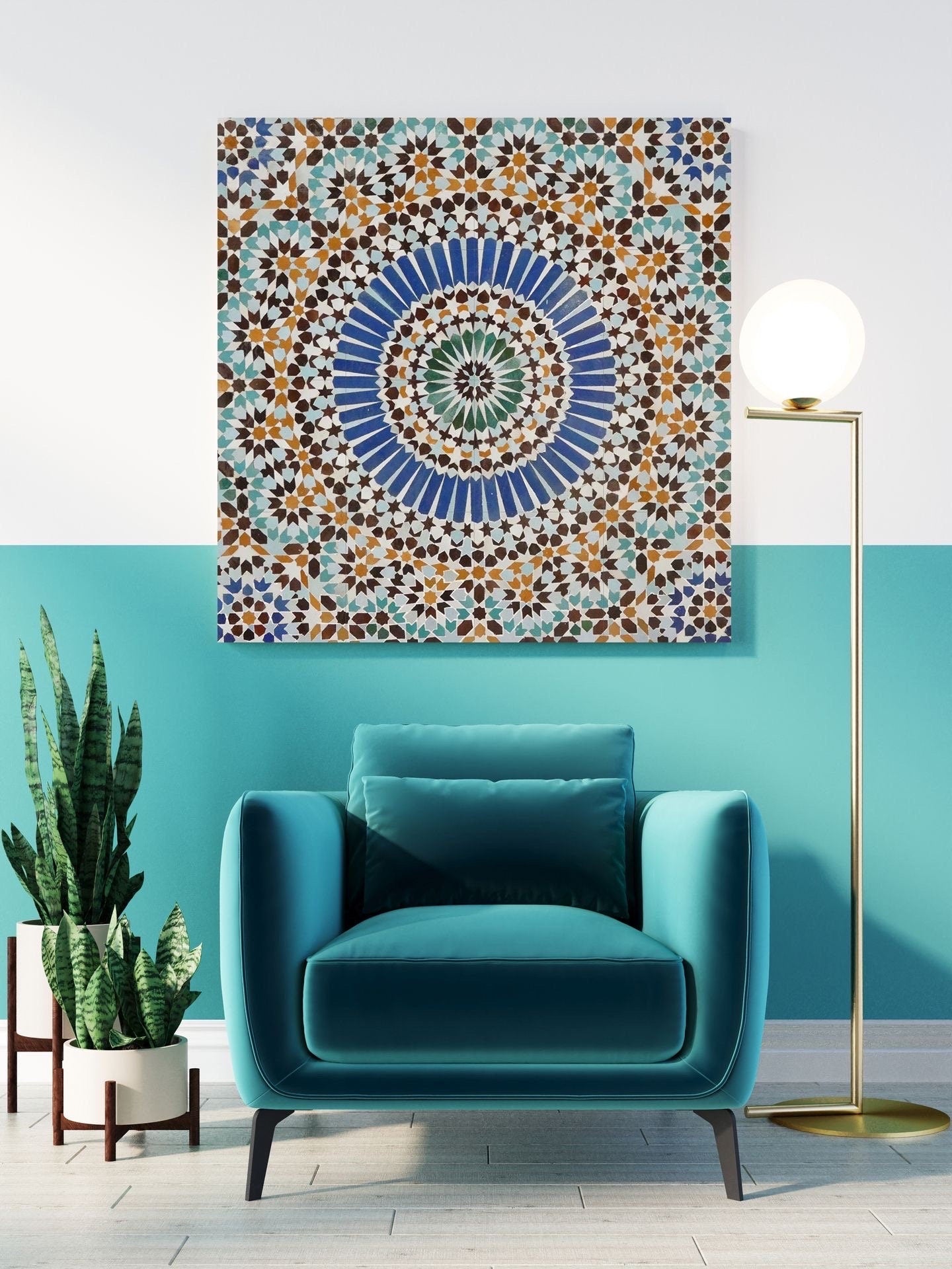 Tile Mural/Mosaic Ceramic Panel of Arabic Pattern -Arabic art decor -Moroccan Wall Art - Tile Mural -Home Decor -Tile Mosaic- Moroccan decor