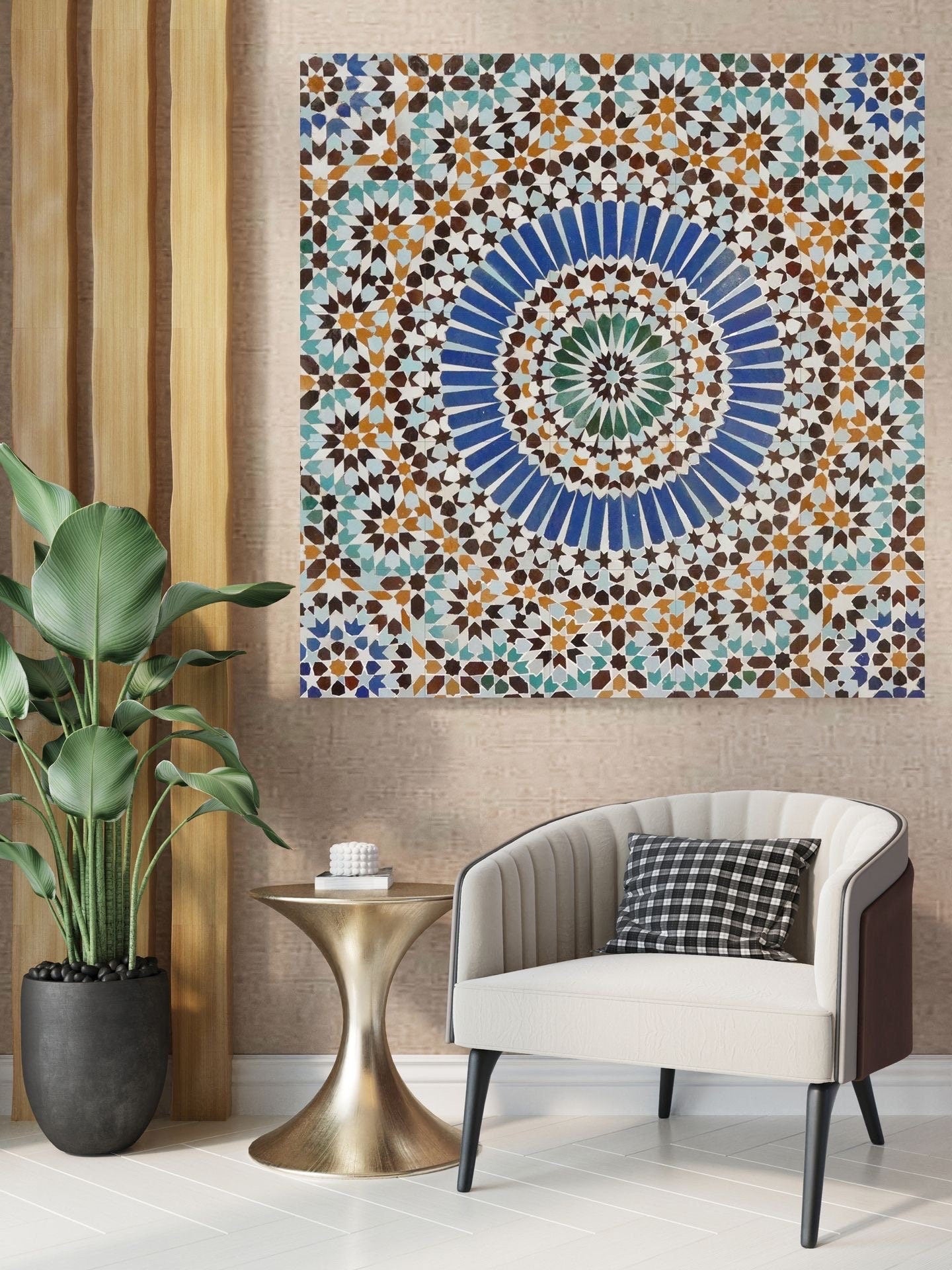 Tile Mural/Mosaic Ceramic Panel of Arabic Pattern -Arabic art decor -Moroccan Wall Art - Tile Mural -Home Decor -Tile Mosaic- Moroccan decor
