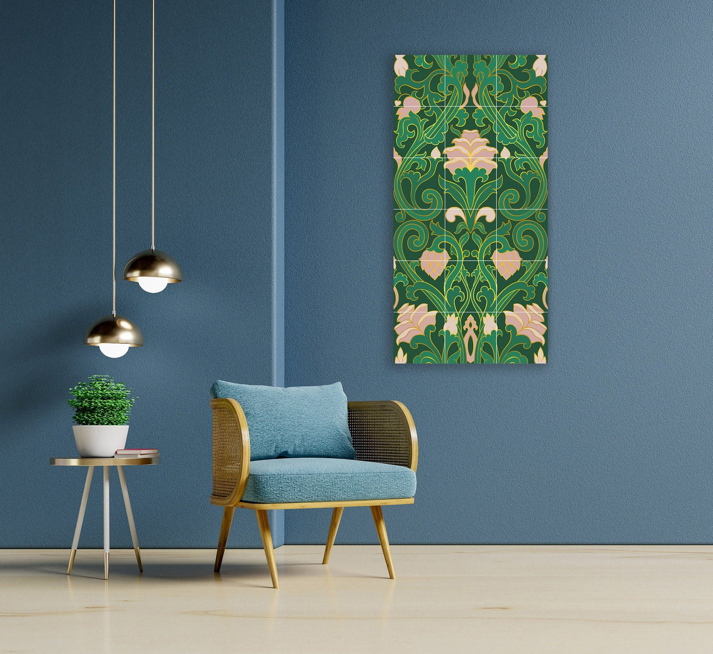 Art Nouveau Floral Ceramic Tile Mural/Mosaic -Art Nouveau Wall Decor Tiles -Kitchen Backsplash Tiles, Table Decorative Tiles, Bathroom Tiles