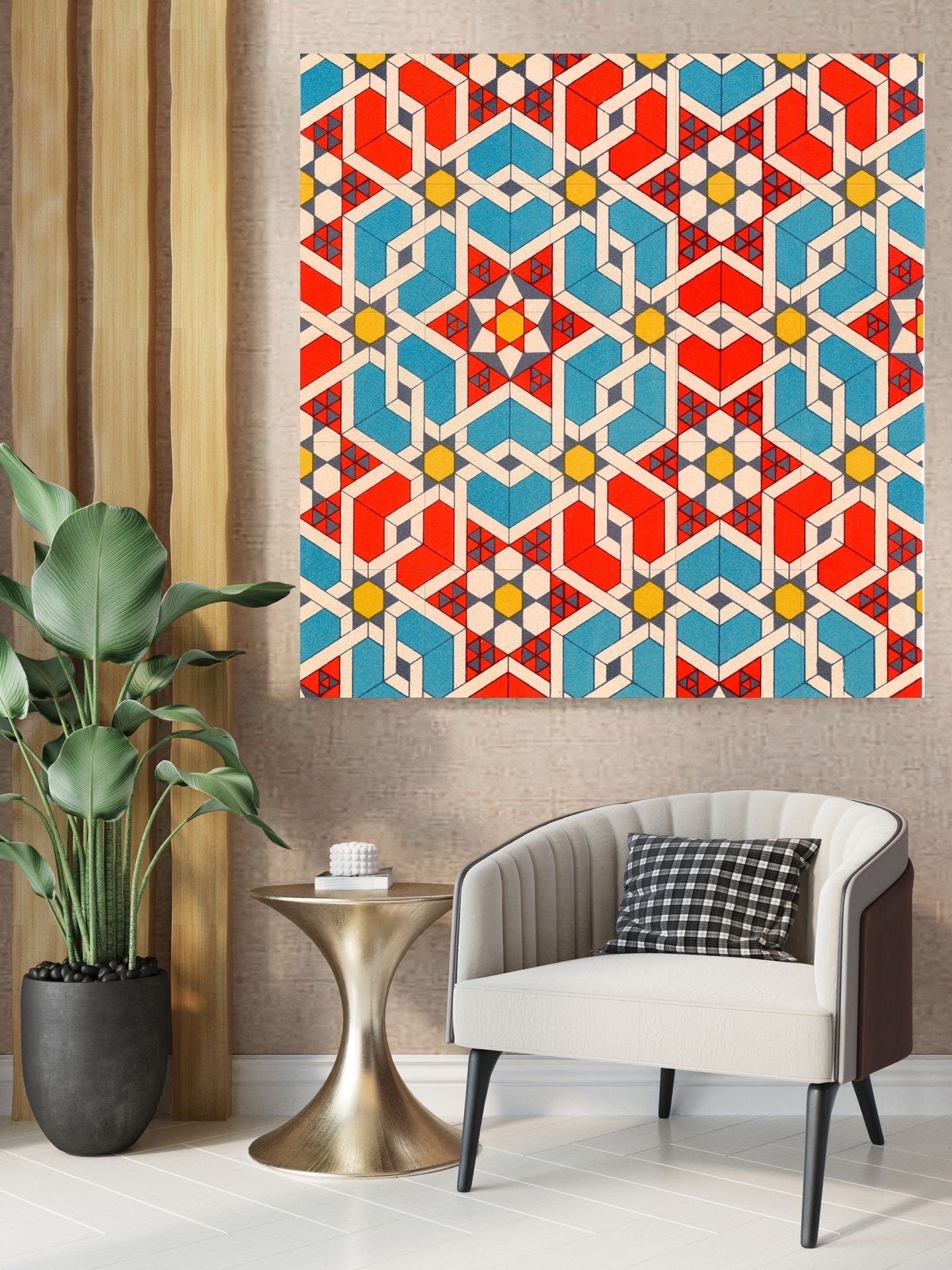 Tile Mural/Mosaic Ceramic Panel of Arabic Pattern -Arabic art decor -Moroccan Wall Art - Tile Mural -Home Decor -Tile Mosaic- Moroccan decor