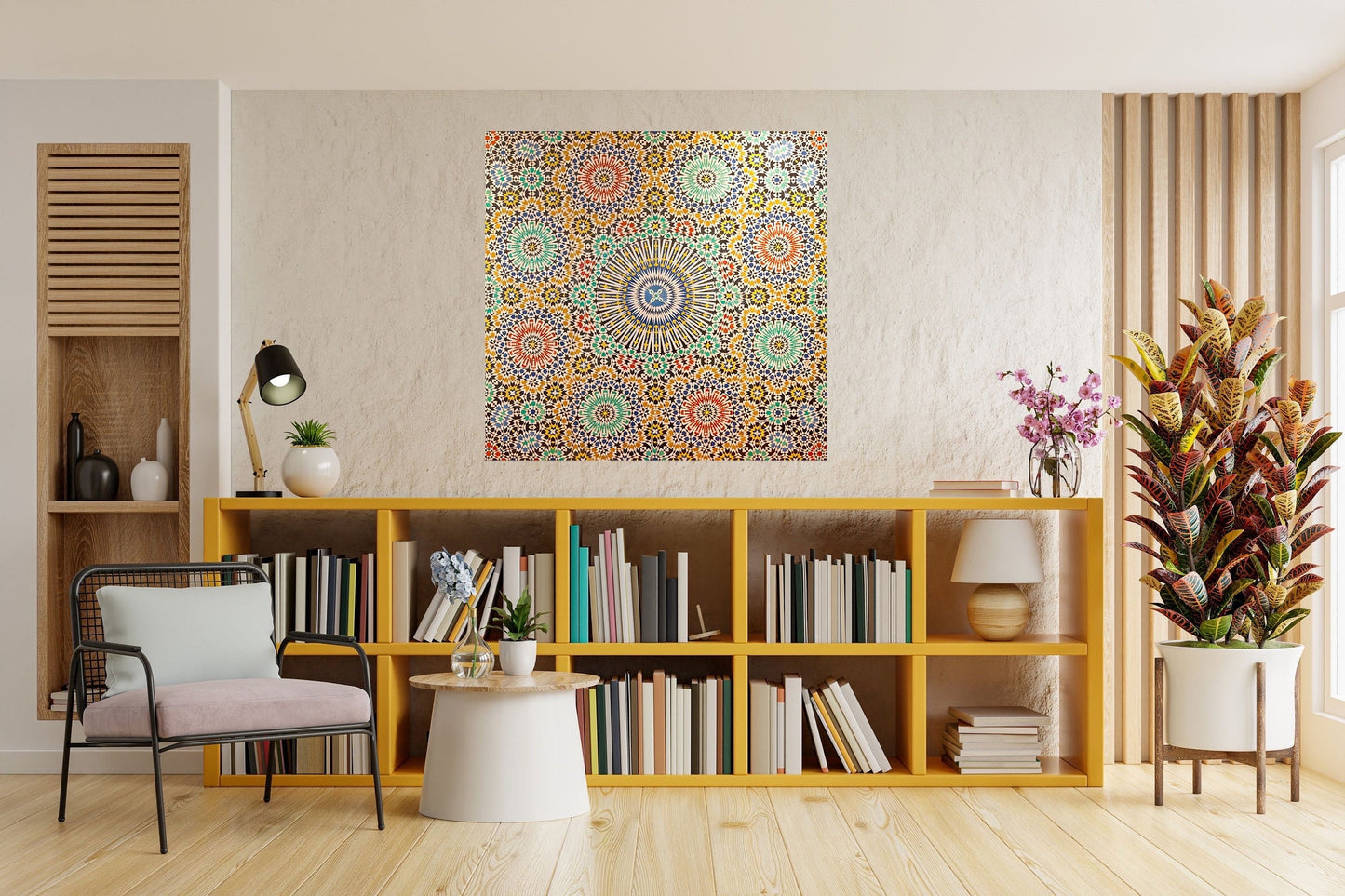 Tile Mural/Mosaic Ceramic Panel of Arabic Pattern -Arabic art decor -Moroccan Wall Art - Tile Mural -Home Decor -Tile Mosaic- Moroccan decor