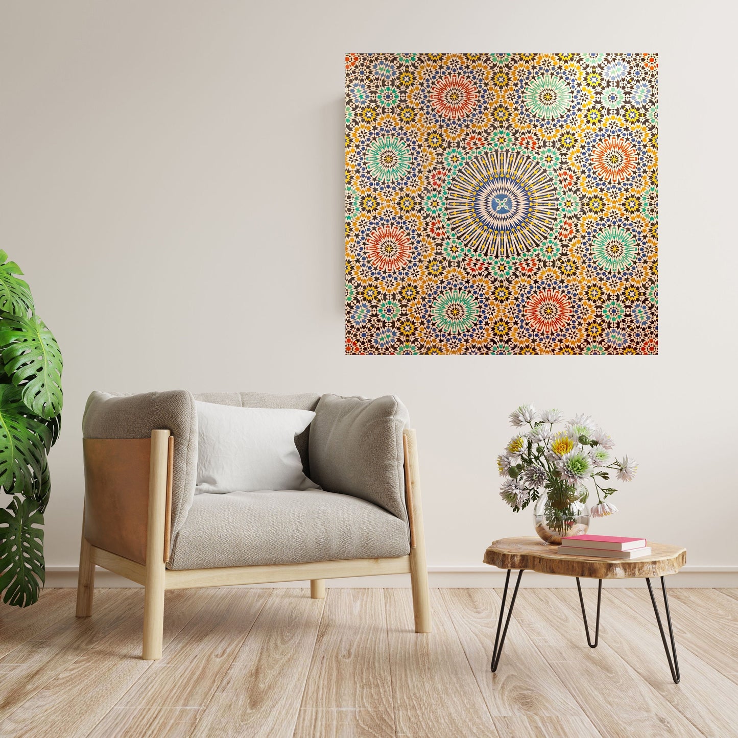 Tile Mural/Mosaic Ceramic Panel of Arabic Pattern -Arabic art decor -Moroccan Wall Art - Tile Mural -Home Decor -Tile Mosaic- Moroccan decor