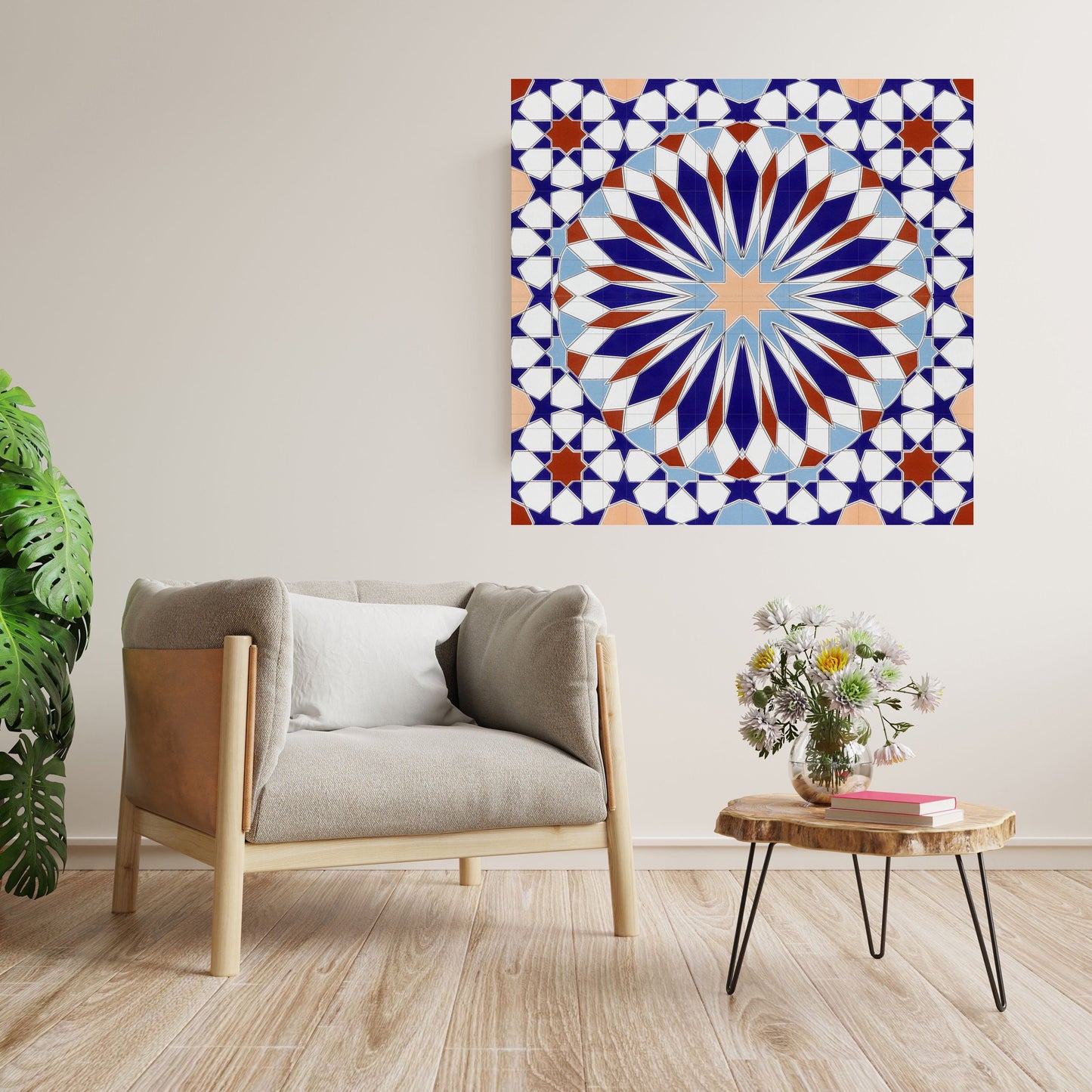 Tile Mural/Mosaic Ceramic Panel of Arabic Pattern -Arabic art decor -Moroccan Wall Art - Tile Mural -Home Decor -Tile Mosaic- Moroccan decor