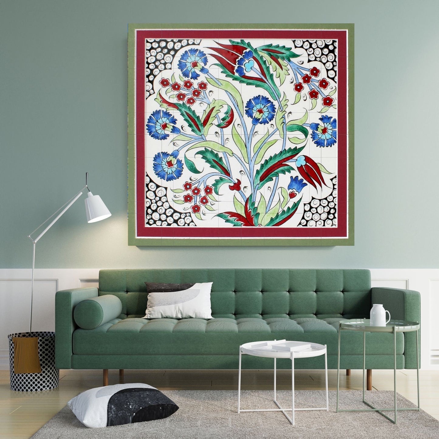 Tile Mural/Mosaic Ceramic Panel of Arabic Pattern Aabic Print - Tile Mural - Gloss Tiles - Tile Mosaic -Arabic Print - Iznik Turkish Tiles