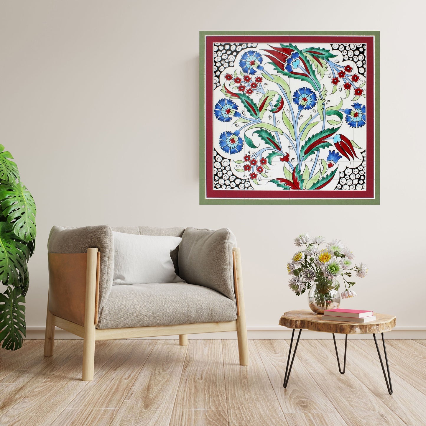 Tile Mural/Mosaic Ceramic Panel of Arabic Pattern Aabic Print - Tile Mural - Gloss Tiles - Tile Mosaic -Arabic Print - Iznik Turkish Tiles