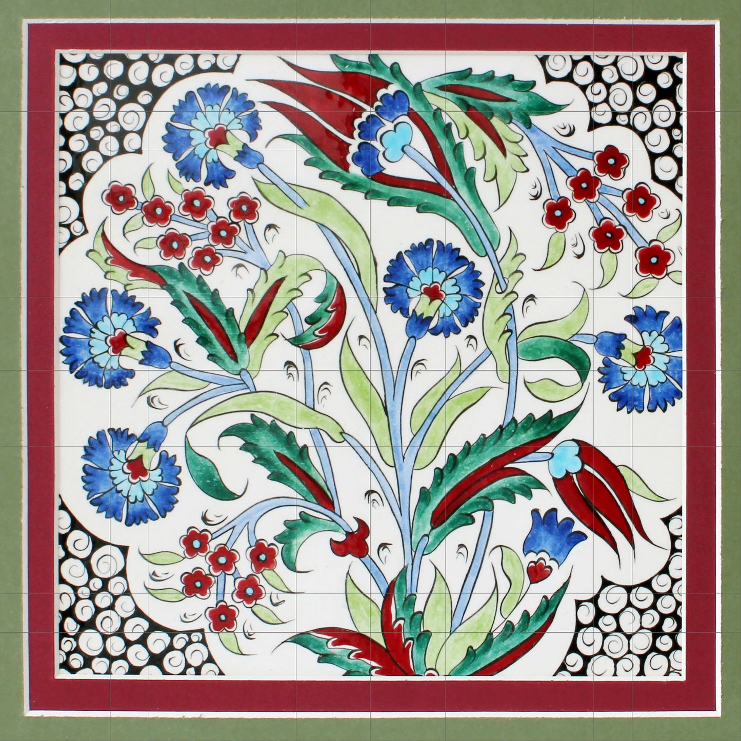 Tile Mural/Mosaic Ceramic Panel of Arabic Pattern Aabic Print - Tile Mural - Gloss Tiles - Tile Mosaic -Arabic Print - Iznik Turkish Tiles