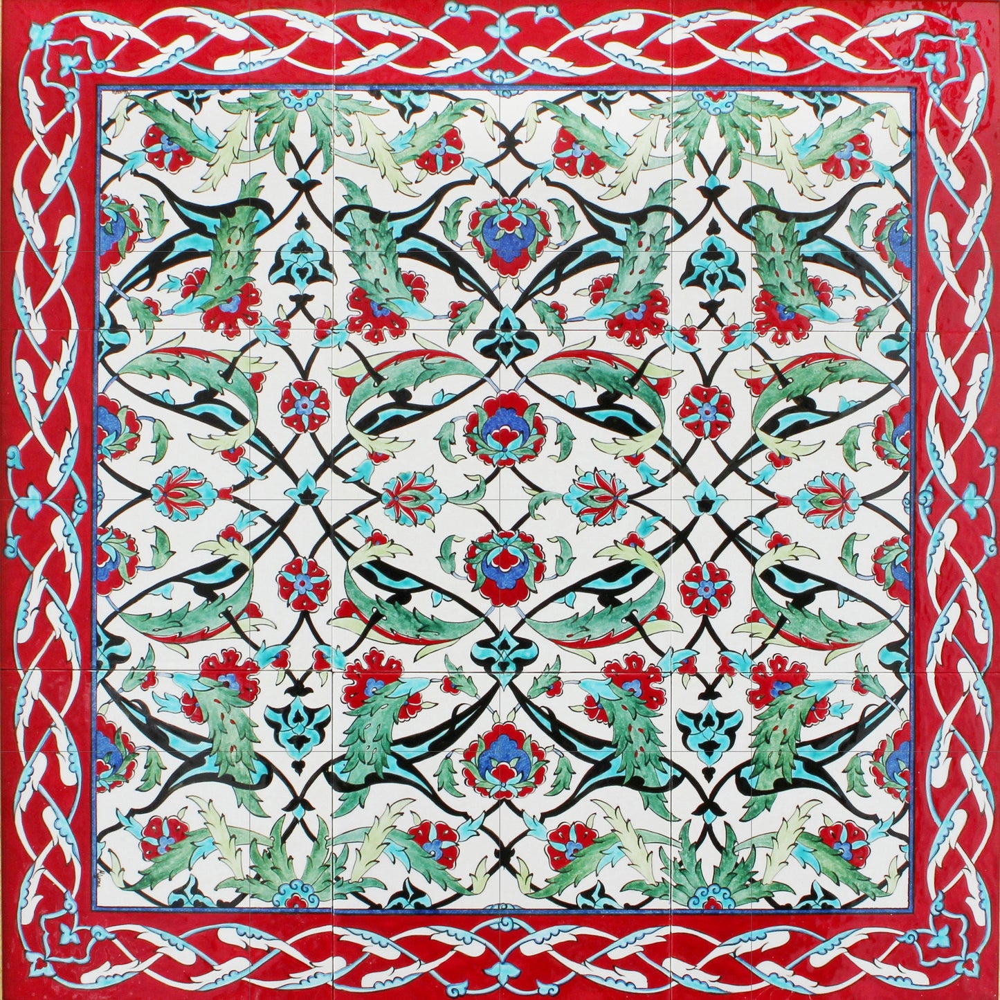 Tile Mural/Mosaic Ceramic Panel of Arabic Pattern Aabic Print - Tile Mural - Gloss Tiles - Tile Mosaic -Arabic Print - Iznik Turkish Tiles