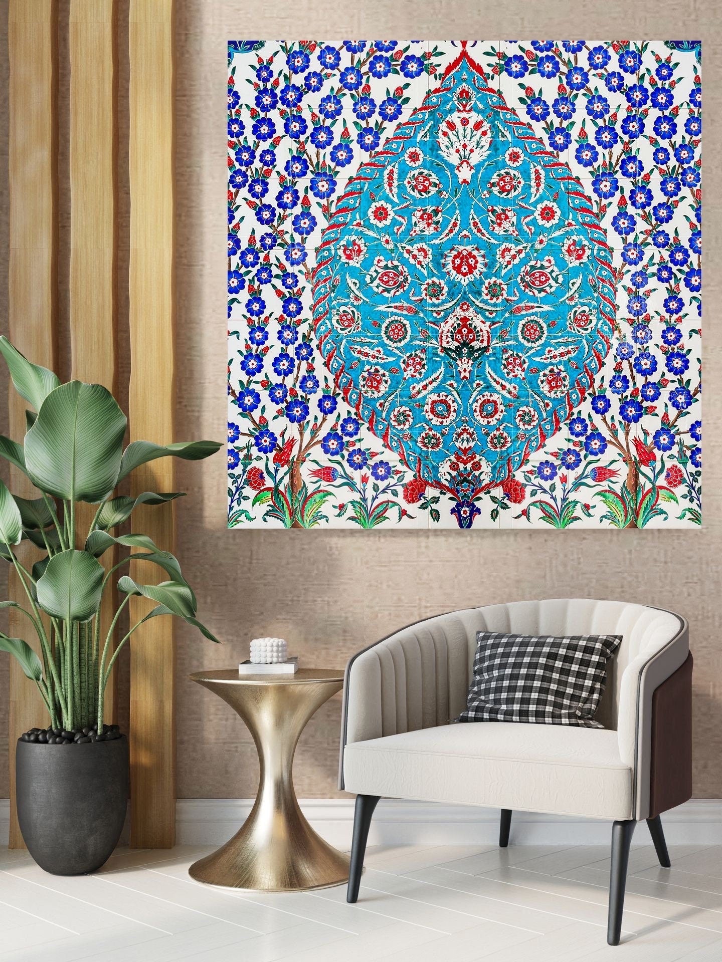 Tile Mural/Mosaic Ceramic Panel of Arabic Pattern Aabic Print - Tile Mural - Gloss Tiles - Tile Mosaic -Arabic Print - Iznik Turkish Tiles