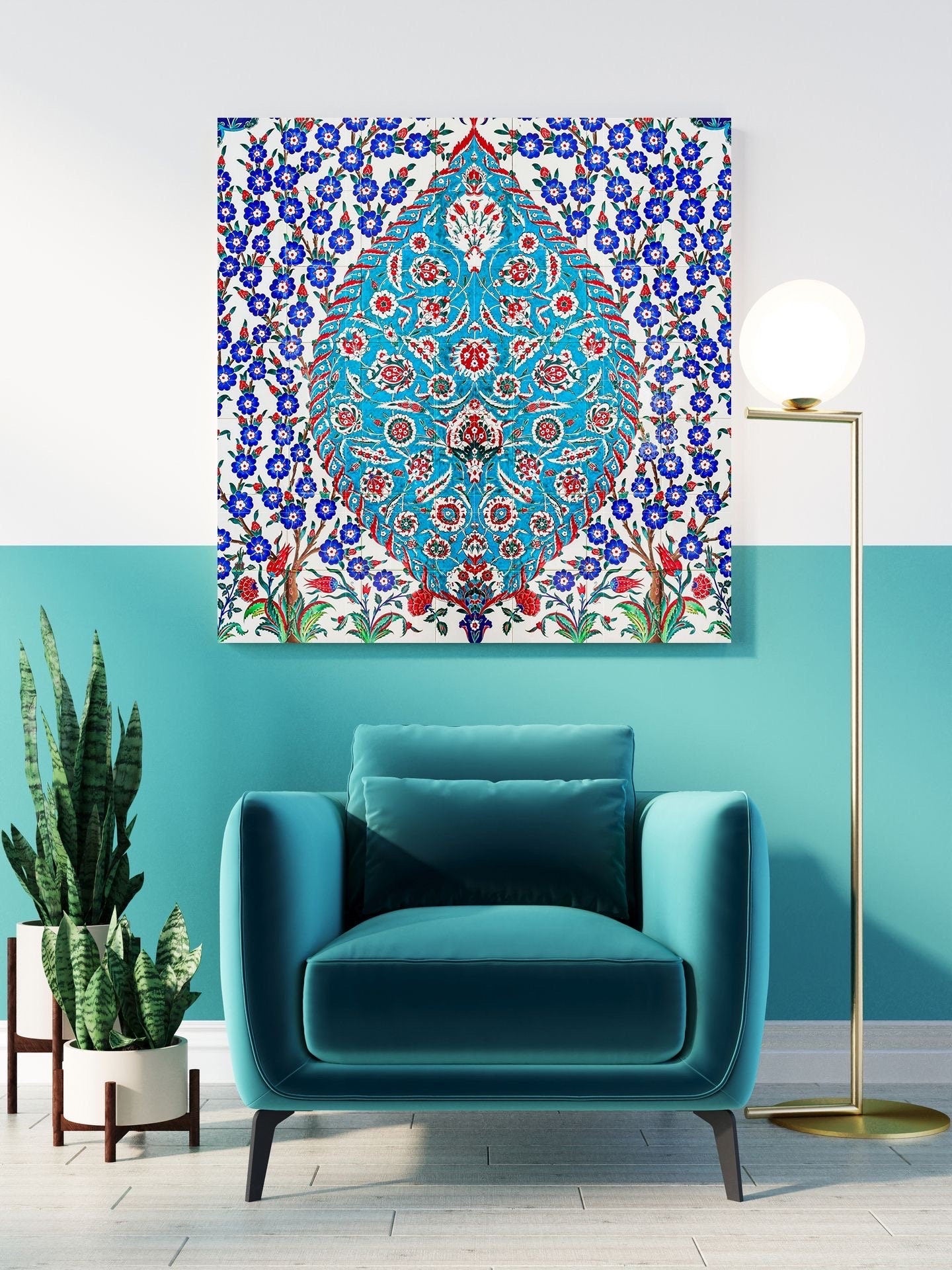 Tile Mural/Mosaic Ceramic Panel of Arabic Pattern Aabic Print - Tile Mural - Gloss Tiles - Tile Mosaic -Arabic Print - Iznik Turkish Tiles