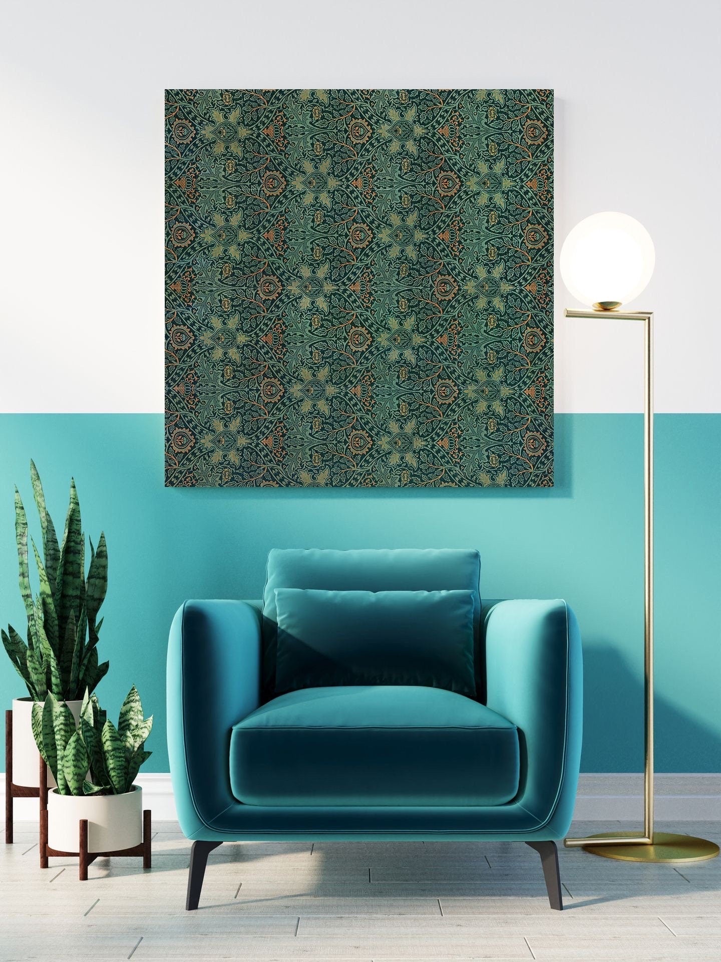 Tile Mural/Mosaic Ceramic Panel of Ispahan - William Morris Pattern - Leaf Wall Art - Botanical Print - Tile Mural Mosaic - Leaves Art