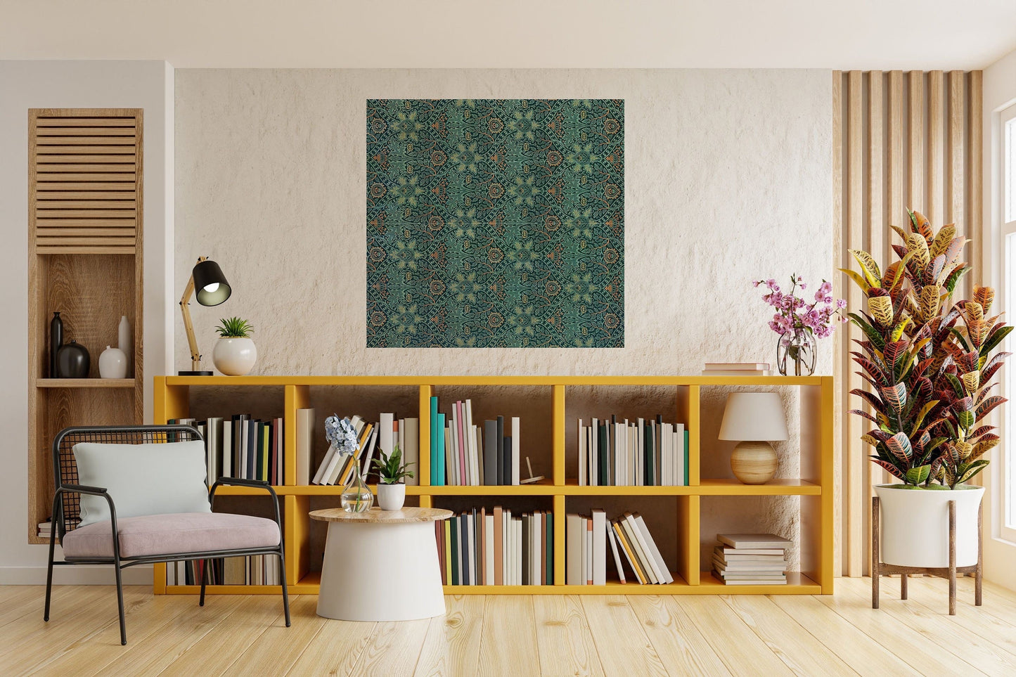 Tile Mural/Mosaic Ceramic Panel of Ispahan - William Morris Pattern - Leaf Wall Art - Botanical Print - Tile Mural Mosaic - Leaves Art