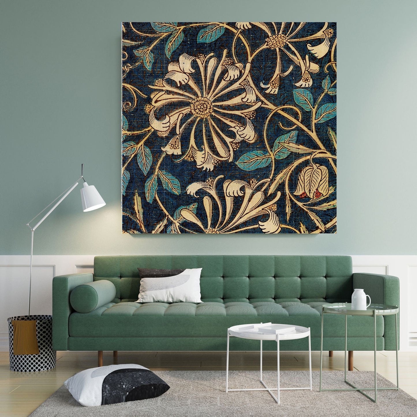 Tile Mural/Mosaic Ceramic Panel of Honeysuckle - William Morris Pattern - Flower Mural - Botanical Print - Tile Mural Mosaic - Floral Art