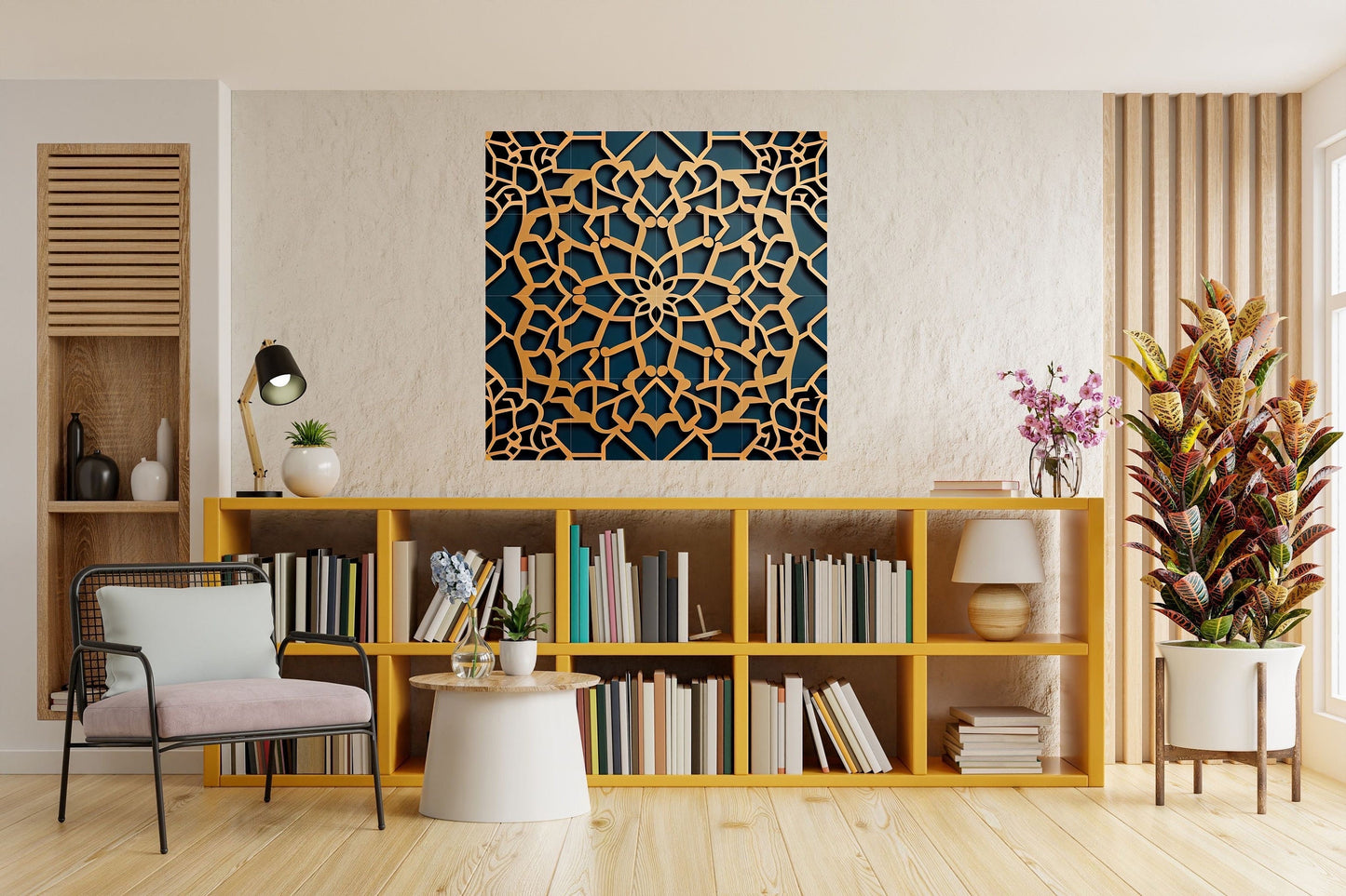 Tile Mural/Mosaic Ceramic Panel of Arabic Pattern -Arabic art decor -Moroccan Wall Art - Tile Mural -Home Decor -Tile Mosaic- Moroccan decor