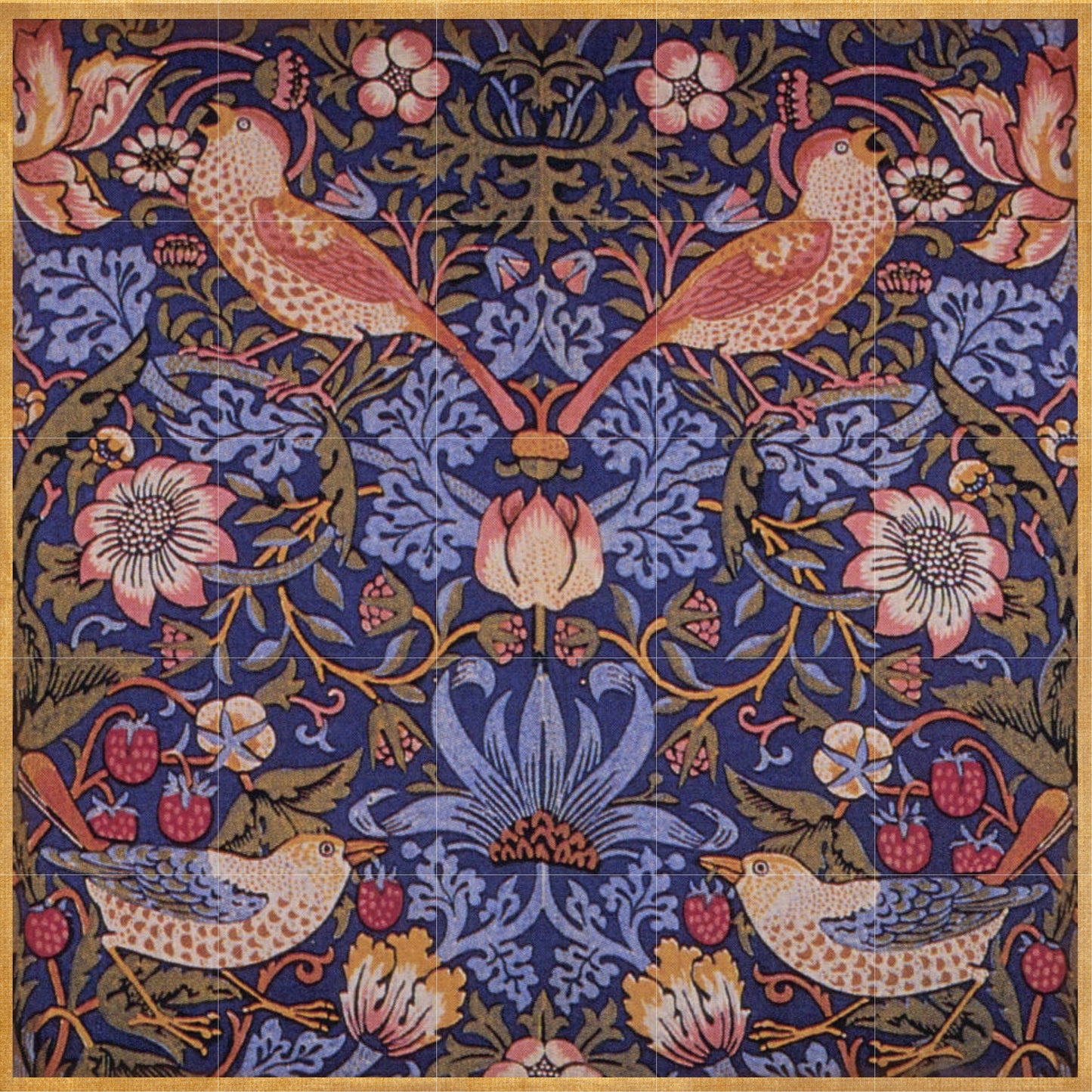 Tile Mural/Mosaic Ceramic Panel of Strawberry Thief - William Morris Pattern - Bird Mural - Botanical Print - Tile Mural Mosaic