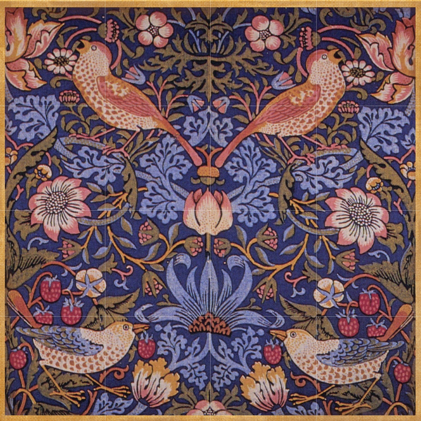Tile Mural/Mosaic Ceramic Panel of Strawberry Thief - William Morris Pattern - Bird Mural - Botanical Print - Tile Mural Mosaic