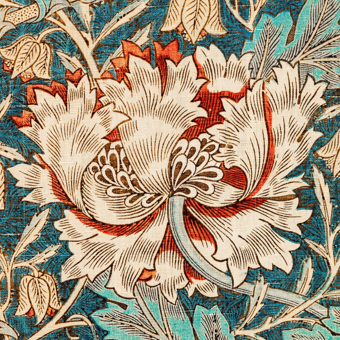 Tile Mural/Mosaic Ceramic Panel of Honeysuckle - William Morris Pattern - Flower Mural - Botanical Print - Tile Mural Mosaic - Floral Art