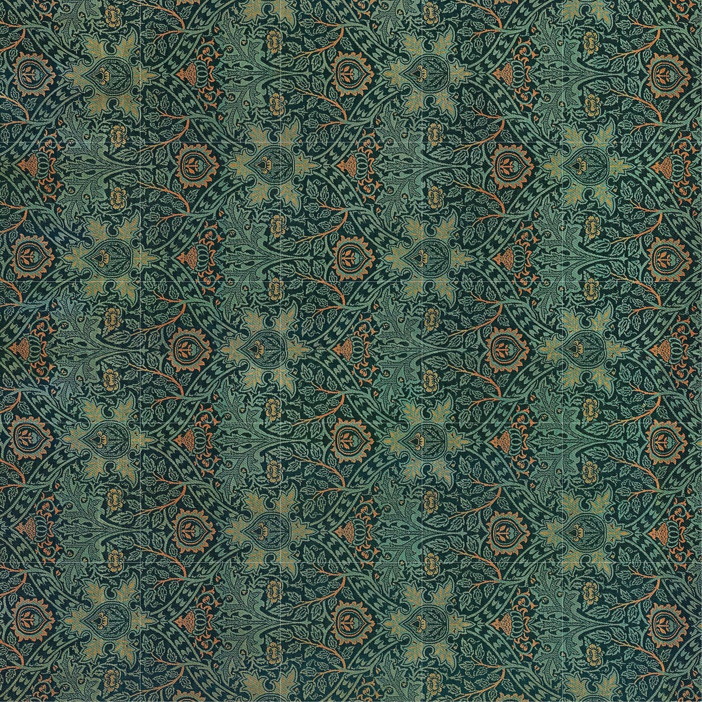 Tile Mural/Mosaic Ceramic Panel of Ispahan - William Morris Pattern - Leaf Wall Art - Botanical Print - Tile Mural Mosaic - Leaves Art