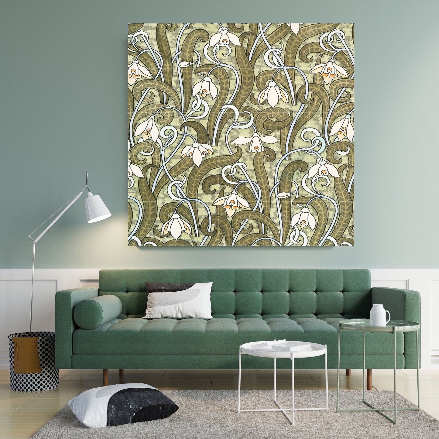 Tile Mural/Mosaic Ceramic Panel of Flower Art Nouveau - Maurice Pillard Pattern - Flower Mural - Botanical Print - Tile Mural Mosaic
