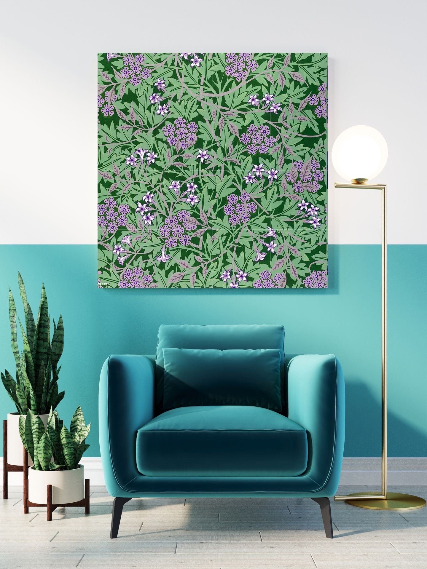 Tile Mural/Mosaic Ceramic Panel of Art Nouveau - William Morris Pattern - Flower Mural - Botanical Print - Tile Mural Mosaic - Floral Art