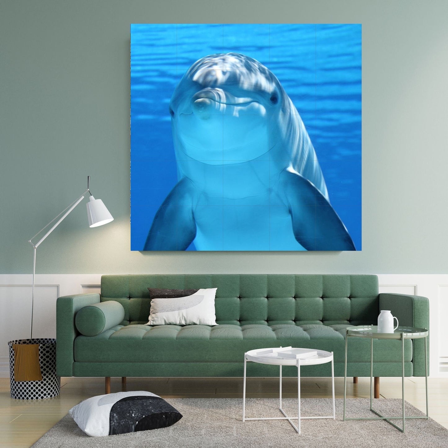 Tile Mural/Mosaic Ceramic Panel of Dolphin Mural - Dolphin Wall Art - Ocean Life Print - Dolphin Home Decor -Tile Mosaic - Sea Animal Art