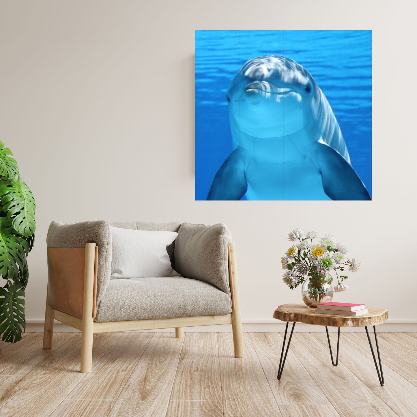 Tile Mural/Mosaic Ceramic Panel of Dolphin Mural - Dolphin Wall Art - Ocean Life Print - Dolphin Home Decor -Tile Mosaic - Sea Animal Art
