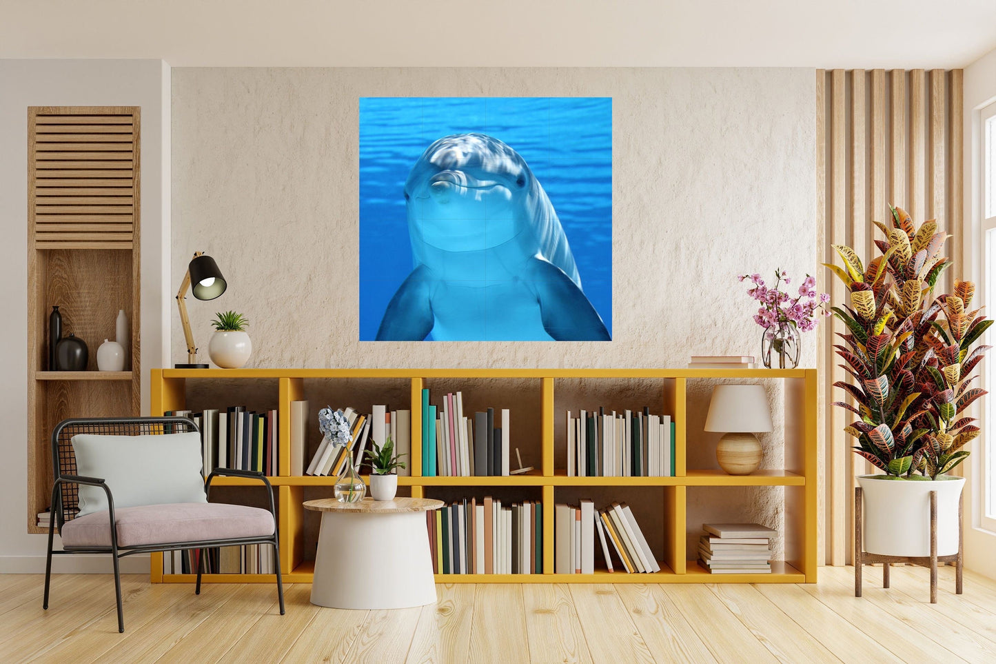 Tile Mural/Mosaic Ceramic Panel of Dolphin Mural - Dolphin Wall Art - Ocean Life Print - Dolphin Home Decor -Tile Mosaic - Sea Animal Art