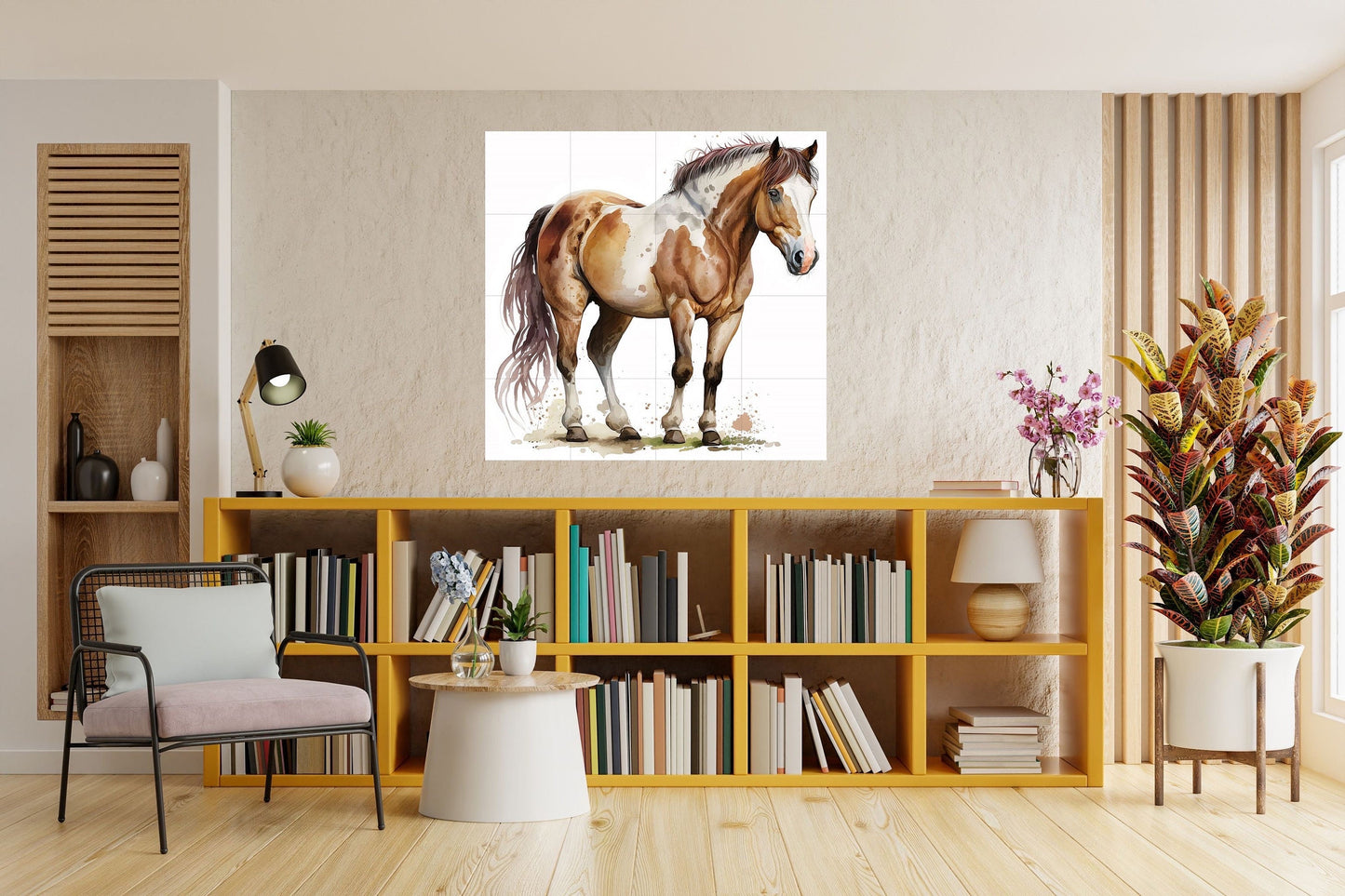 Tile Mural/Mosaic Ceramic Panel of Watercolour Horse - Countryside Mural - Horse Wall Art - Tile Mural - Gloss Tiles - Horse Tile Mosaic